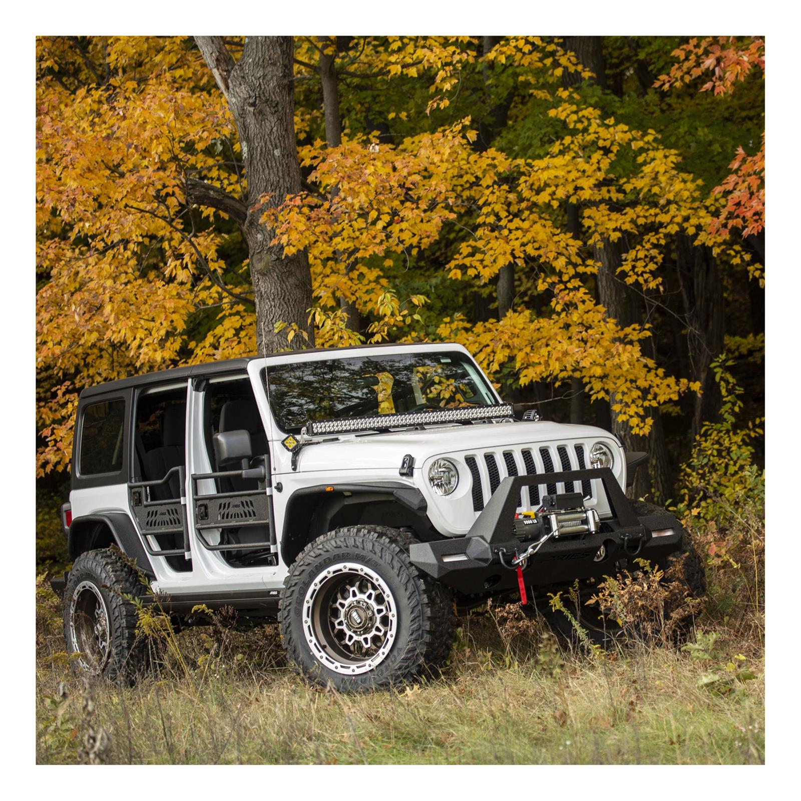Aries Automotive TrailChaser Front Bumper with Corner Guards, Brush Guards and Fender Flares for 2020-2024 GLADIATOR, 2018-2024 WRANGLER - 2082087 Bumpers, Fabricated, Steel, Black Powdercoated, Textured, Front, Center Section, Guard, Flares, Jeep, thumbnail 3