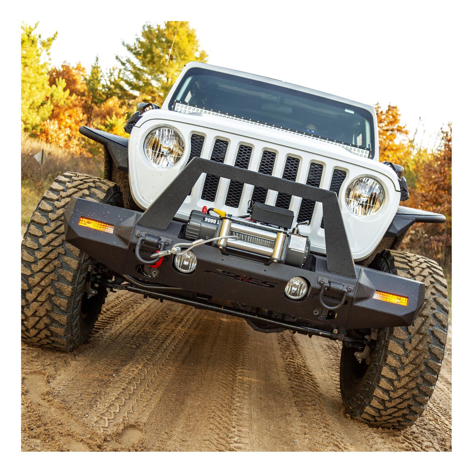 Aries Automotive TrailChaser Front Bumper with Corner Guards, Brush Guards and Fender Flares for 2020-2024 GLADIATOR, 2018-2024 WRANGLER - 2082087 Bumpers, Fabricated, Steel, Black Powdercoated, Textured, Front, Center Section, Guard, Flares, Jeep, thumbnail 4