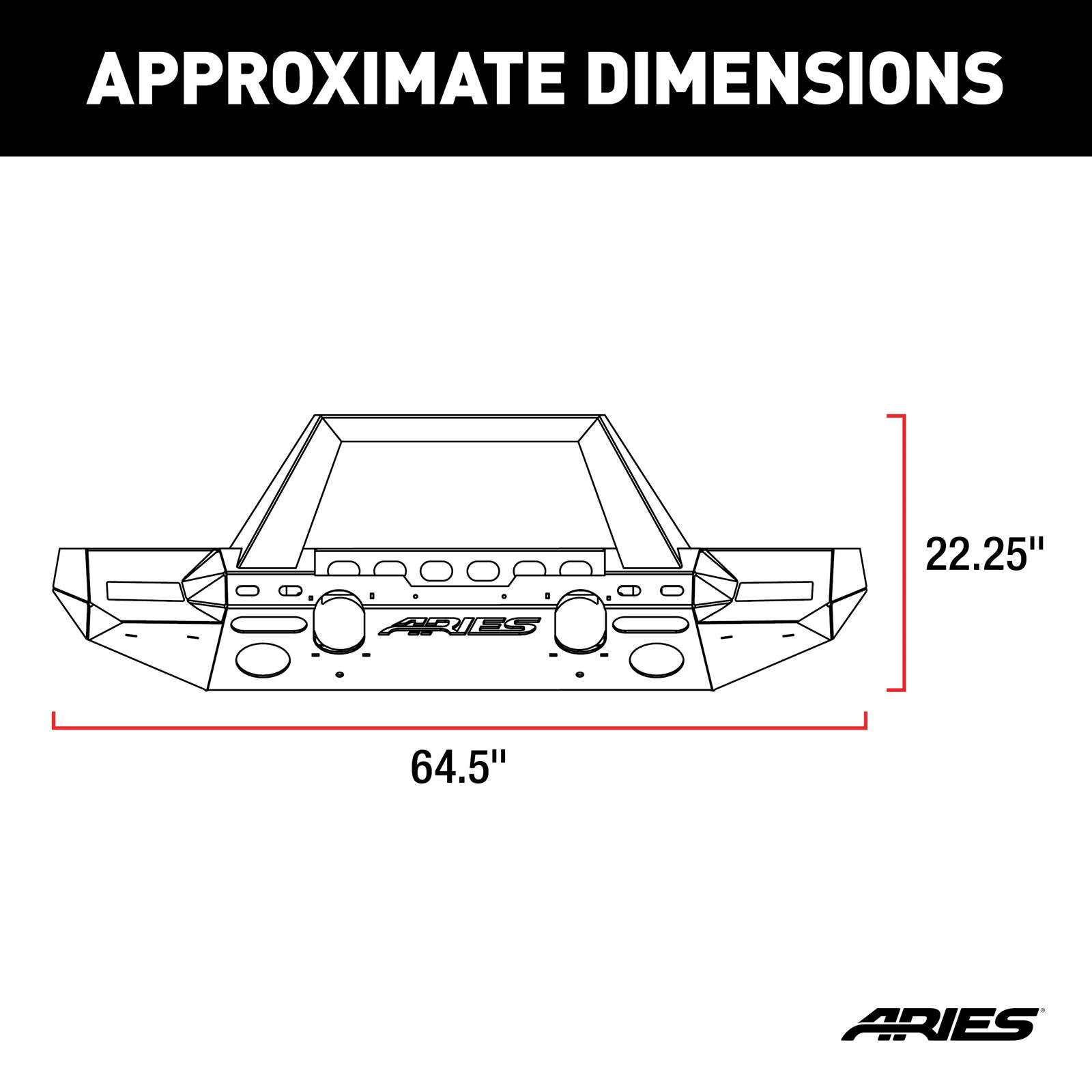 Aries Automotive TrailChaser Front Bumper with Corner and Brush Guards for 2020-2024 GLADIATOR, 2018-2024 WRANGLER - 2082089 Bumpers, Fabricated, Steel, Black Powdercoated, Textured, Front, Center Section, Guards, Guard, Jeep, Kit thumbnail 8