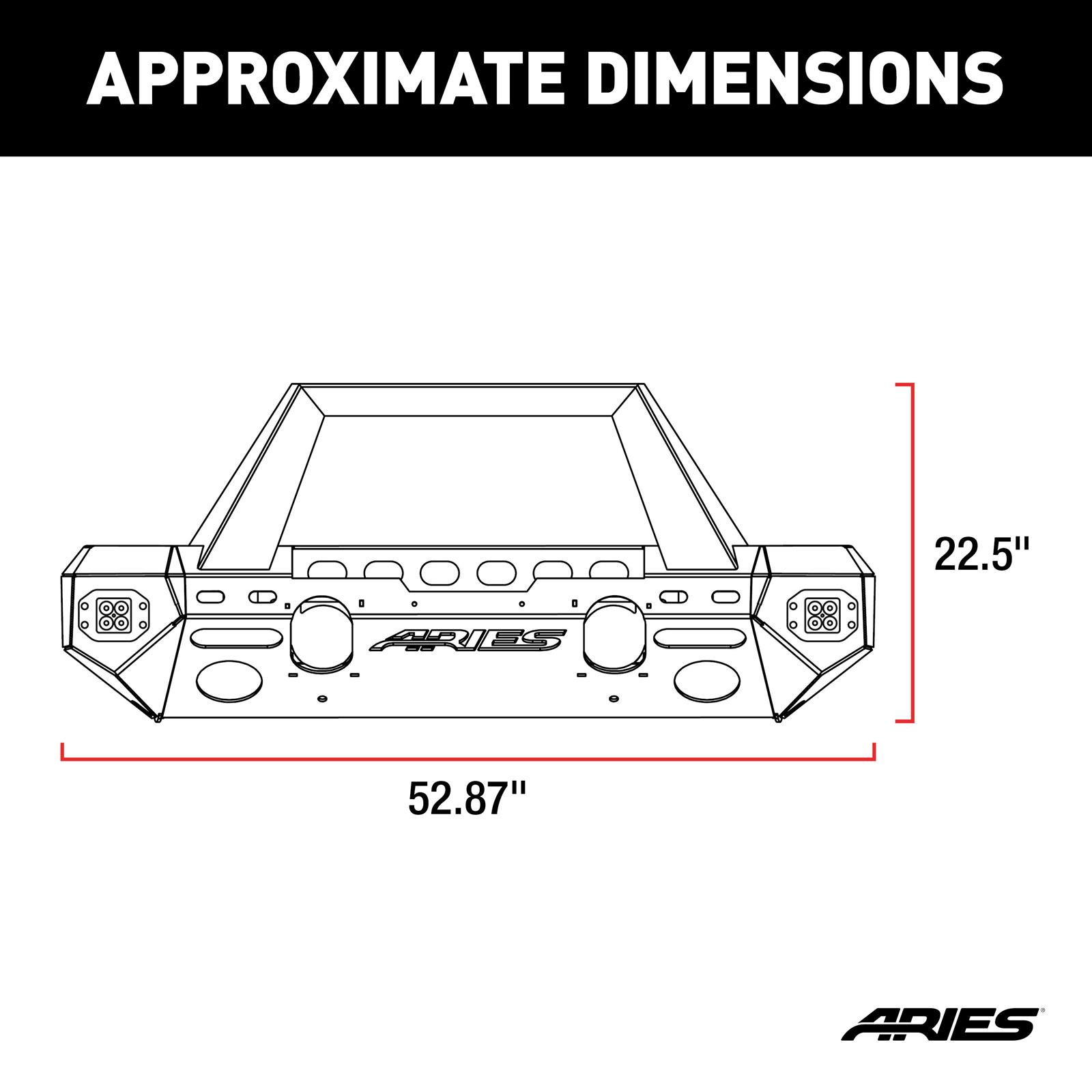Aries Automotive TrailChaser Front Bumper with Corner and Brush Guards for 2020-2024 GLADIATOR, 2018-2024 WRANGLER - 2082095 Bumpers, Fabricated, Aluminum, Black Powdercoated, Textured, Front, Center Section, Guards, Guard, Jeep, Kit thumbnail 3