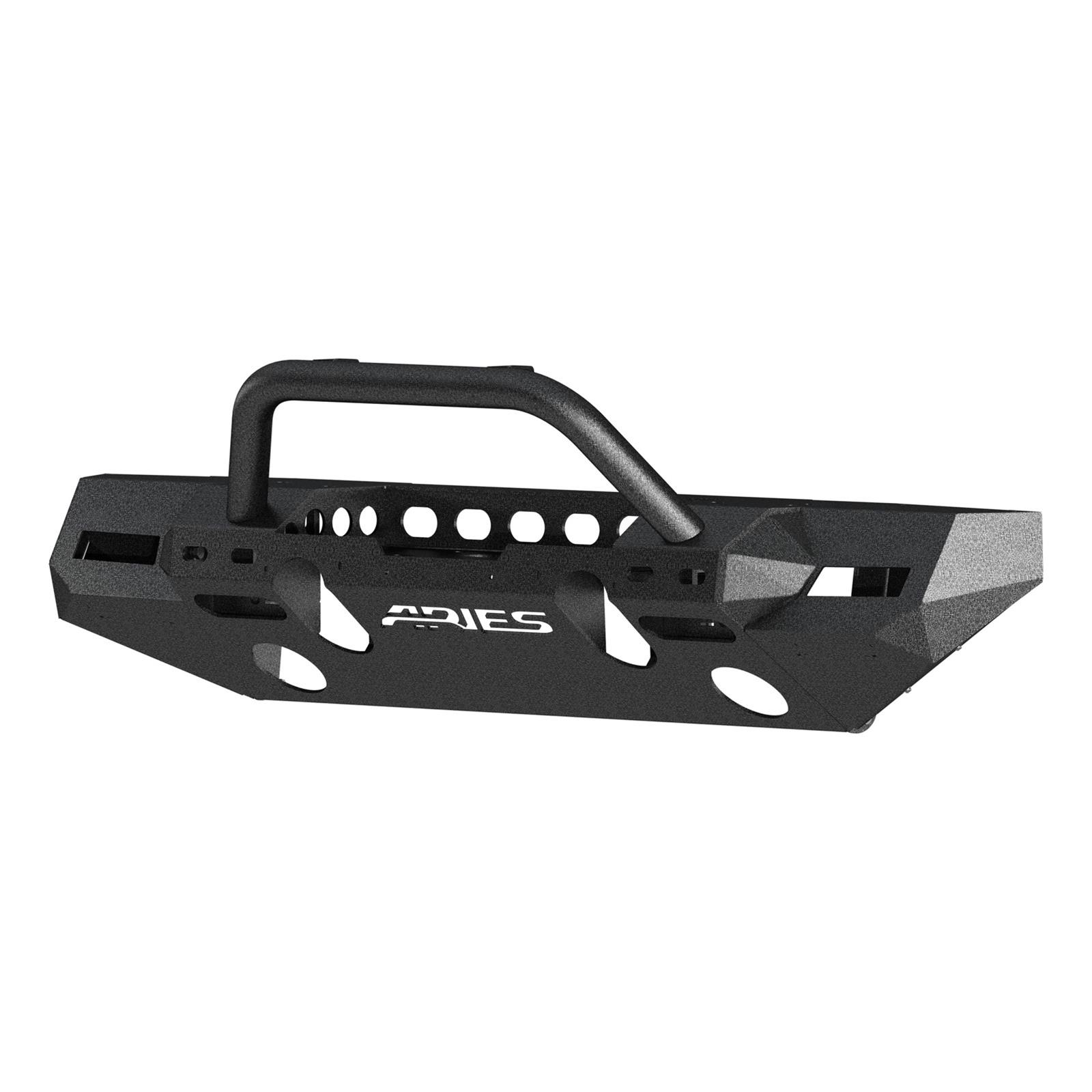 Aries Automotive TrailChaser Front Bumper with Corner and Brush Guards for 2020-2024 GLADIATOR, 2018-2024 WRANGLER - 2082098 Bumpers, Fabricated, Aluminum, Black Powdercoated, Textured, Front, Center Section, Guards, Guard, Jeep, Kit