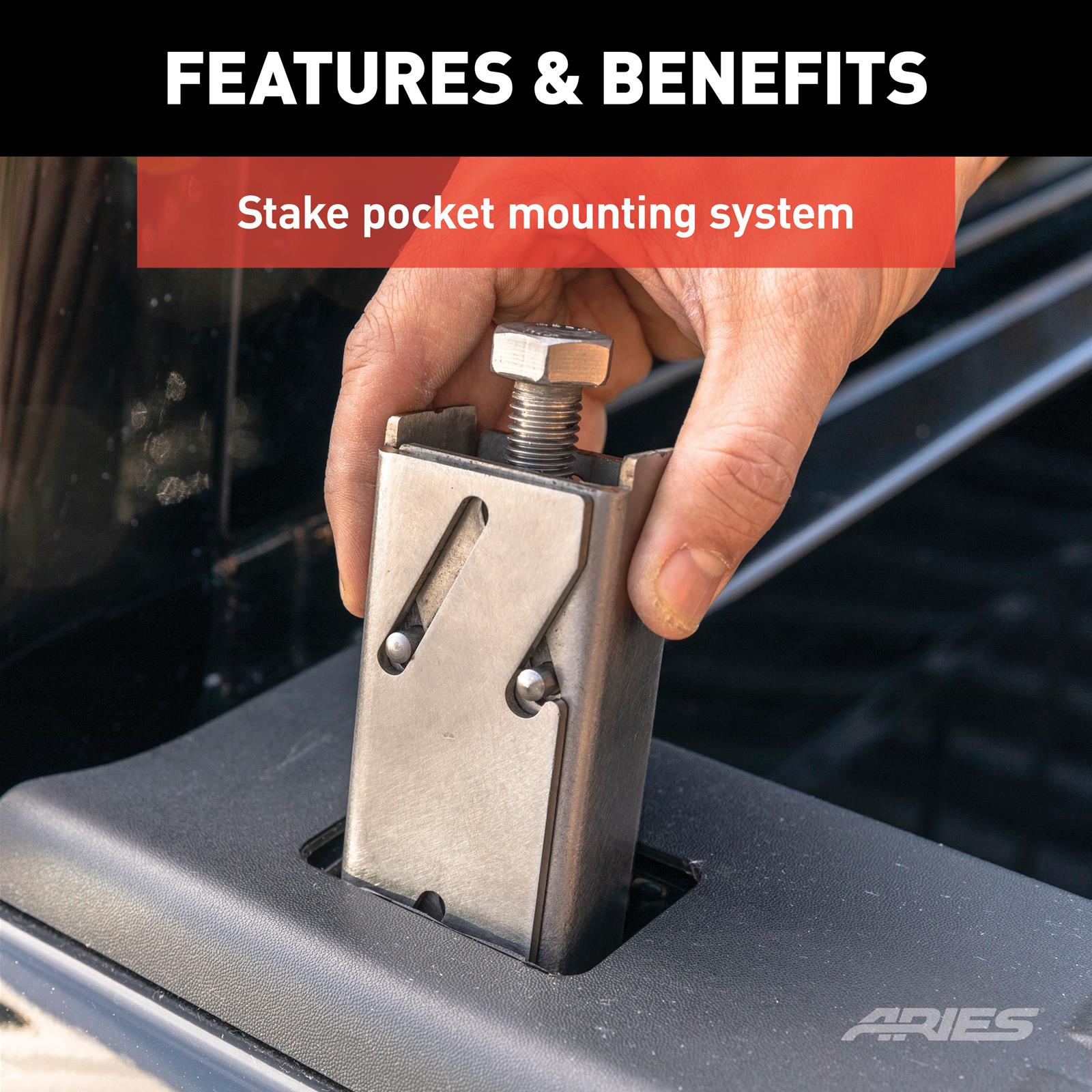 Aries Automotive Headache Rack Stake Pocket Anchors 2090613 and Window Guard Components, Stainless Steel, Natural, Mounting Bracket, Anchors, Pair