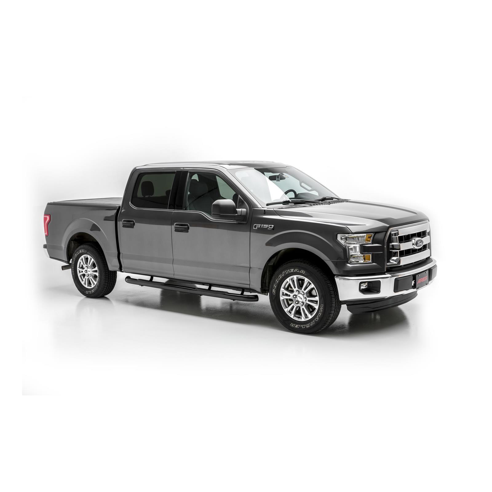 Aries Automotive 3 in. Round Side Bars 213043 Step Bars, Stainless Steel, Black Powdercoated, Gloss, 3.00 Diameter, 90.980 Length, Ford, Pair