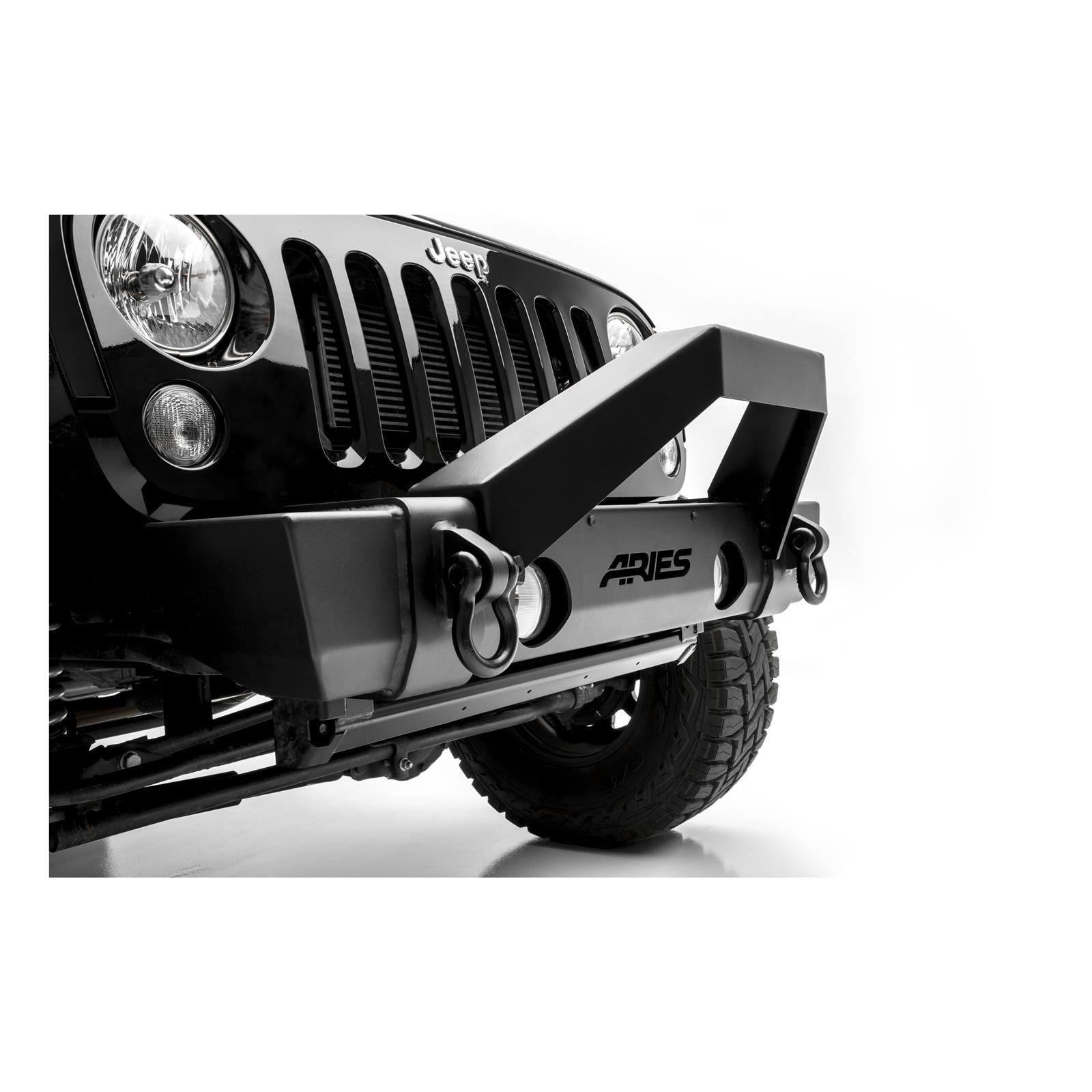 Aries Automotive TrailCrusher Front Bumpers for 2007-2017 WRANGLER, 2018 WRANGLER JK - 2156000 Bumper, Fabricated, Steel, Black Powdercoated, Center, Front, Jeep, Each thumbnail 5