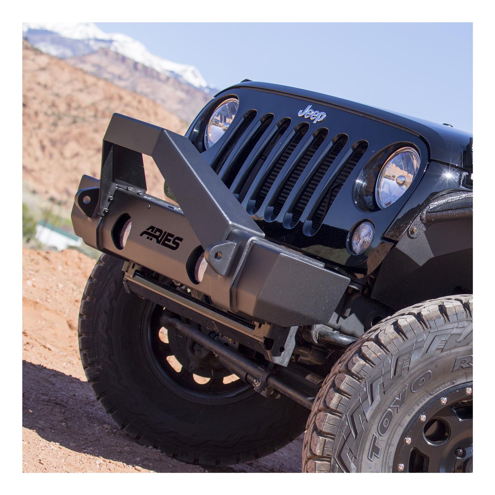 Aries Automotive TrailCrusher Front Bumpers for 2007-2017 WRANGLER, 2018 WRANGLER JK - 2156000 Bumper, Fabricated, Steel, Black Powdercoated, Center, Front, Jeep, Each thumbnail 2