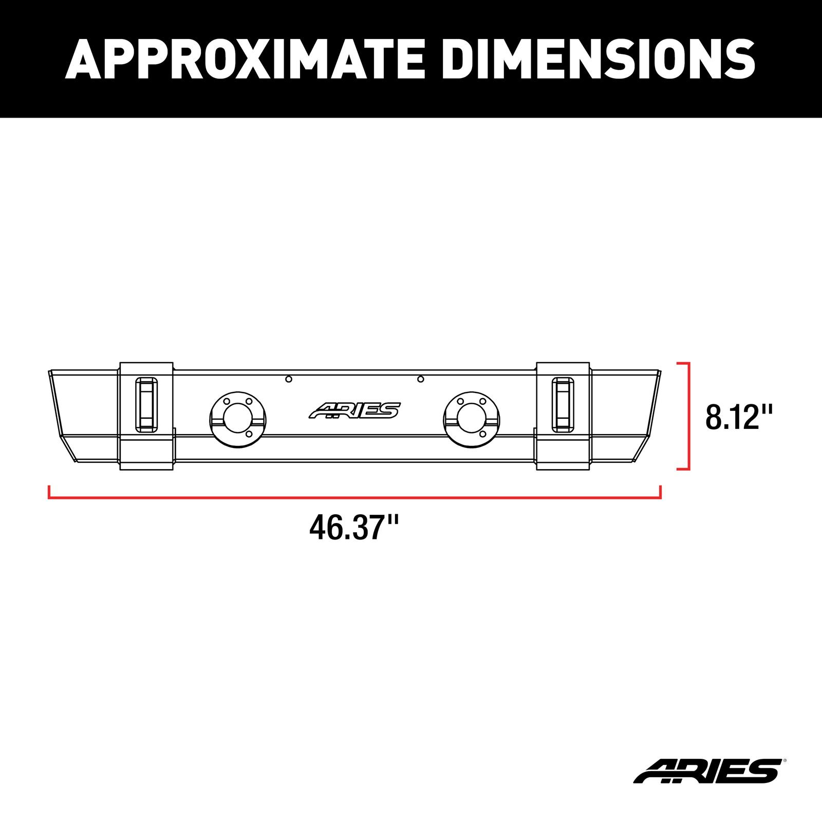 Aries Automotive TrailCrusher Front Bumpers for 2007-2017 WRANGLER, 2018 WRANGLER JK - 2156000 Bumper, Fabricated, Steel, Black Powdercoated, Center, Front, Jeep, Each thumbnail 7