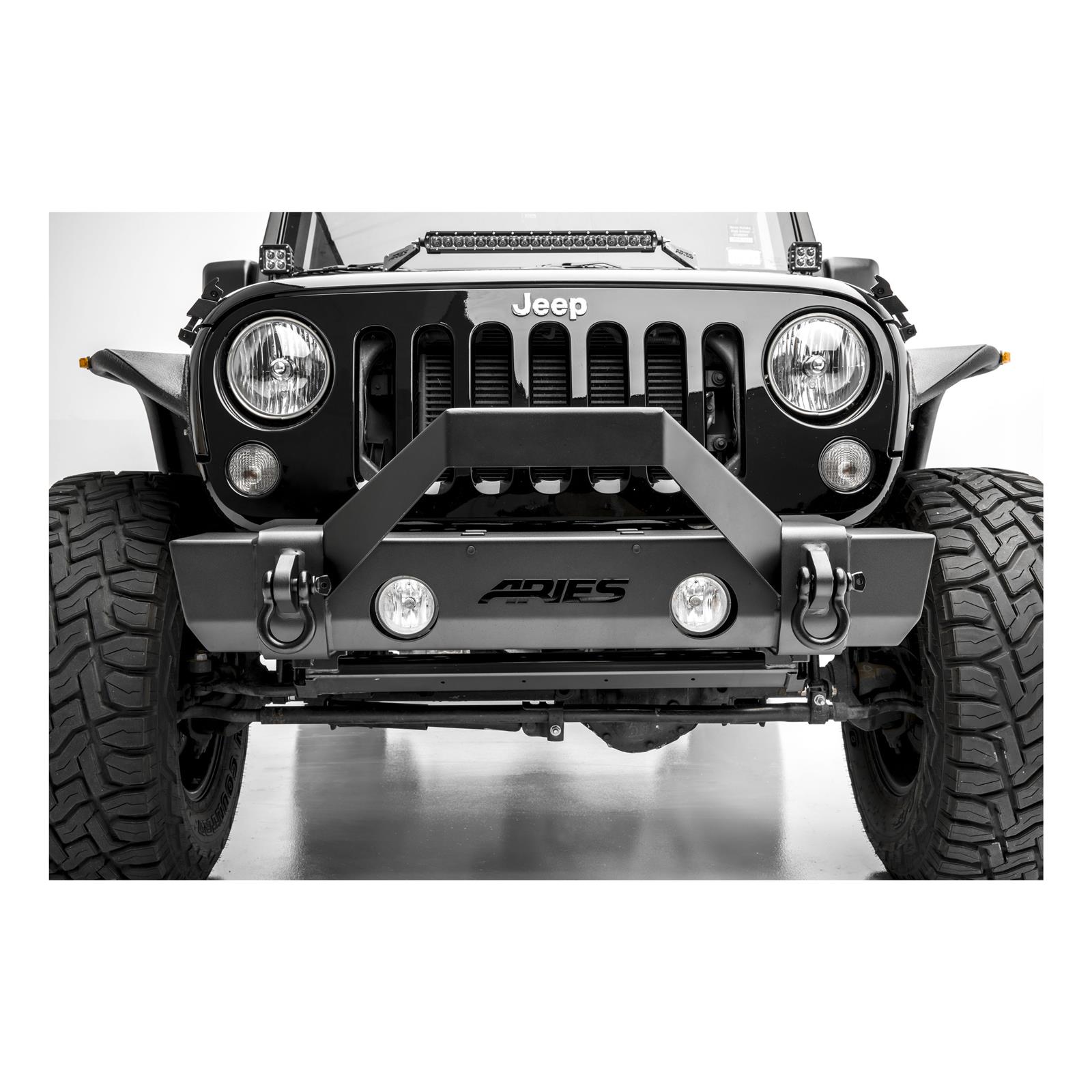 Aries Automotive TrailCrusher Front Bumpers for 2007-2017 WRANGLER, 2018 WRANGLER JK - 2156000 Bumper, Fabricated, Steel, Black Powdercoated, Center, Front, Jeep, Each thumbnail 3