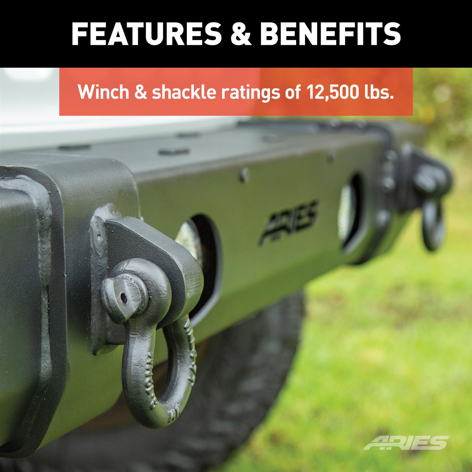 Aries Automotive TrailCrusher Front Bumpers for 2020-2024 GLADIATOR, 2018-2024 WRANGLER - 2156002 Bumper, TrailCrusher, Jeep, Black, Each thumbnail 5