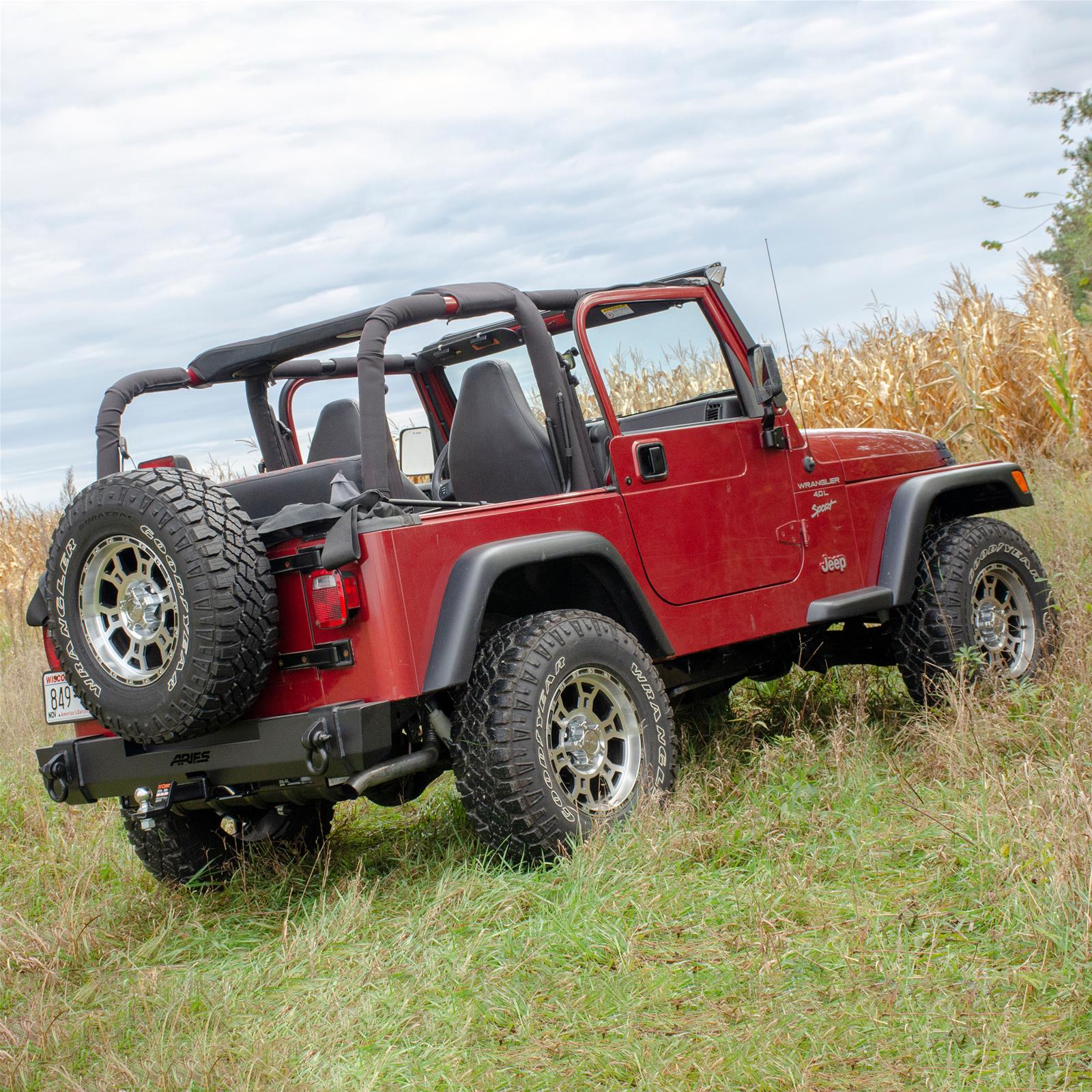 Aries Automotive TrailCrusher Rear Bumpers for 1997-2006 WRANGLER - 2157001 Bumper, Fabricated, Steel, Black Powdercoated, Rear, Jeep, Each thumbnail 2