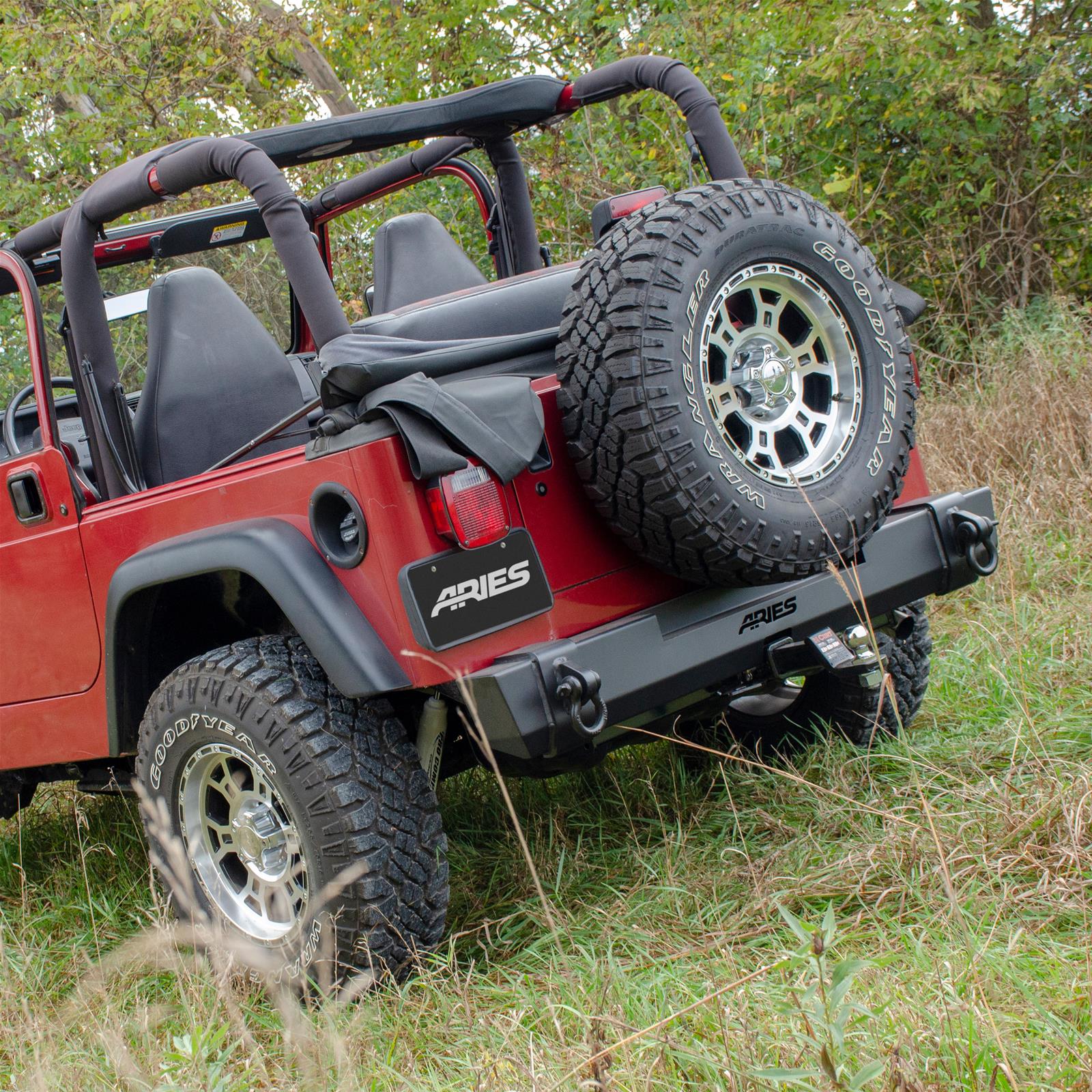 Aries Automotive TrailCrusher Rear Bumpers for 1997-2006 WRANGLER - 2157001 Bumper, Fabricated, Steel, Black Powdercoated, Rear, Jeep, Each