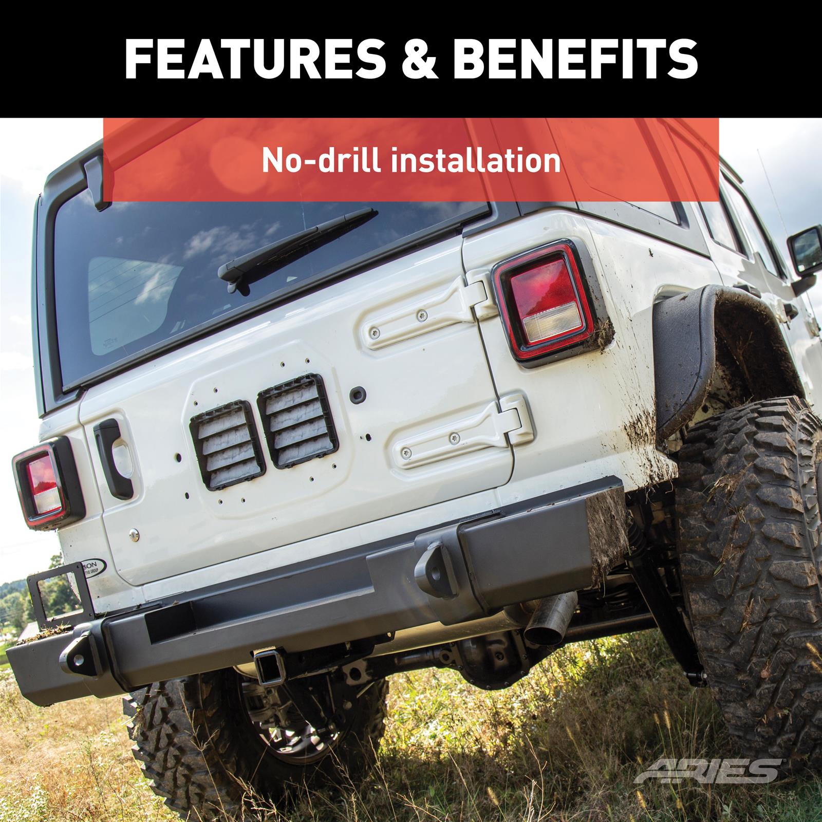 Aries Automotive TrailCrusher Rear Bumpers for 2018-2025 WRANGLER - 2157002 Bumper, TrailCrusher, Jeep, Black, Each thumbnail 2