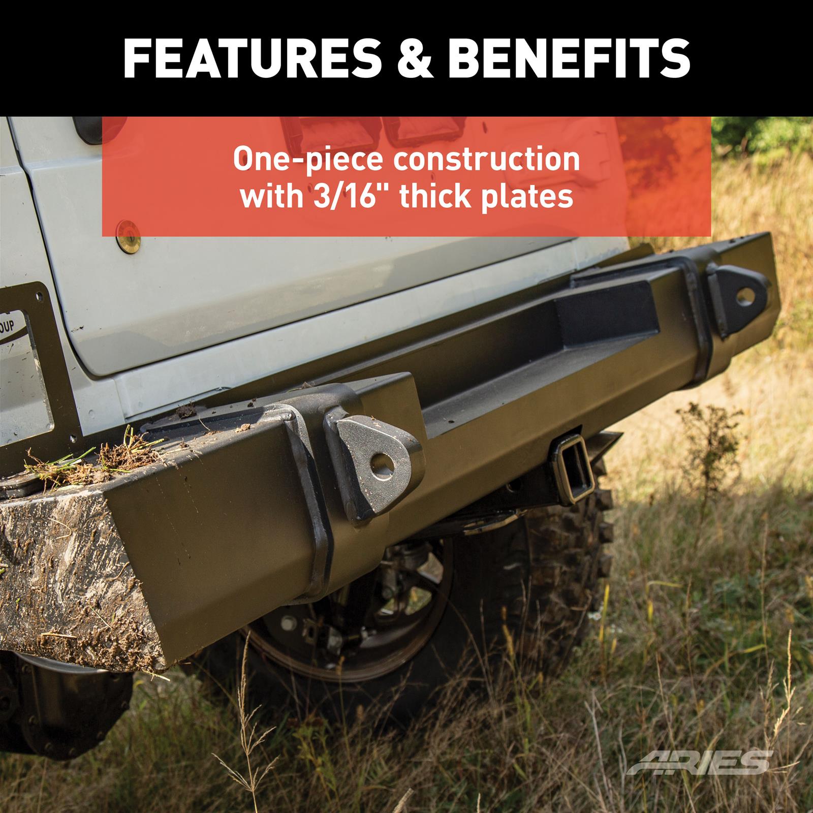 Aries Automotive TrailCrusher Rear Bumpers for 2018-2025 WRANGLER - 2157002 Bumper, TrailCrusher, Jeep, Black, Each thumbnail 4