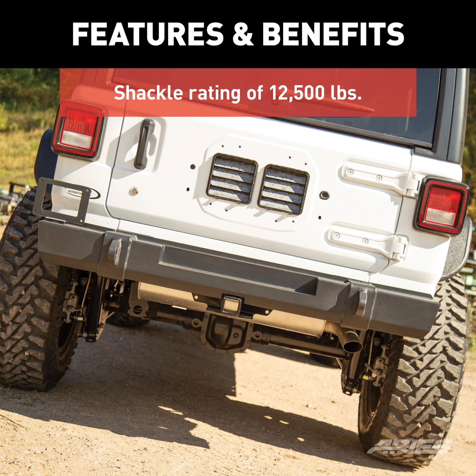 Aries Automotive TrailCrusher Rear Bumpers for 2018-2025 WRANGLER - 2157002 Bumper, TrailCrusher, Jeep, Black, Each thumbnail 3