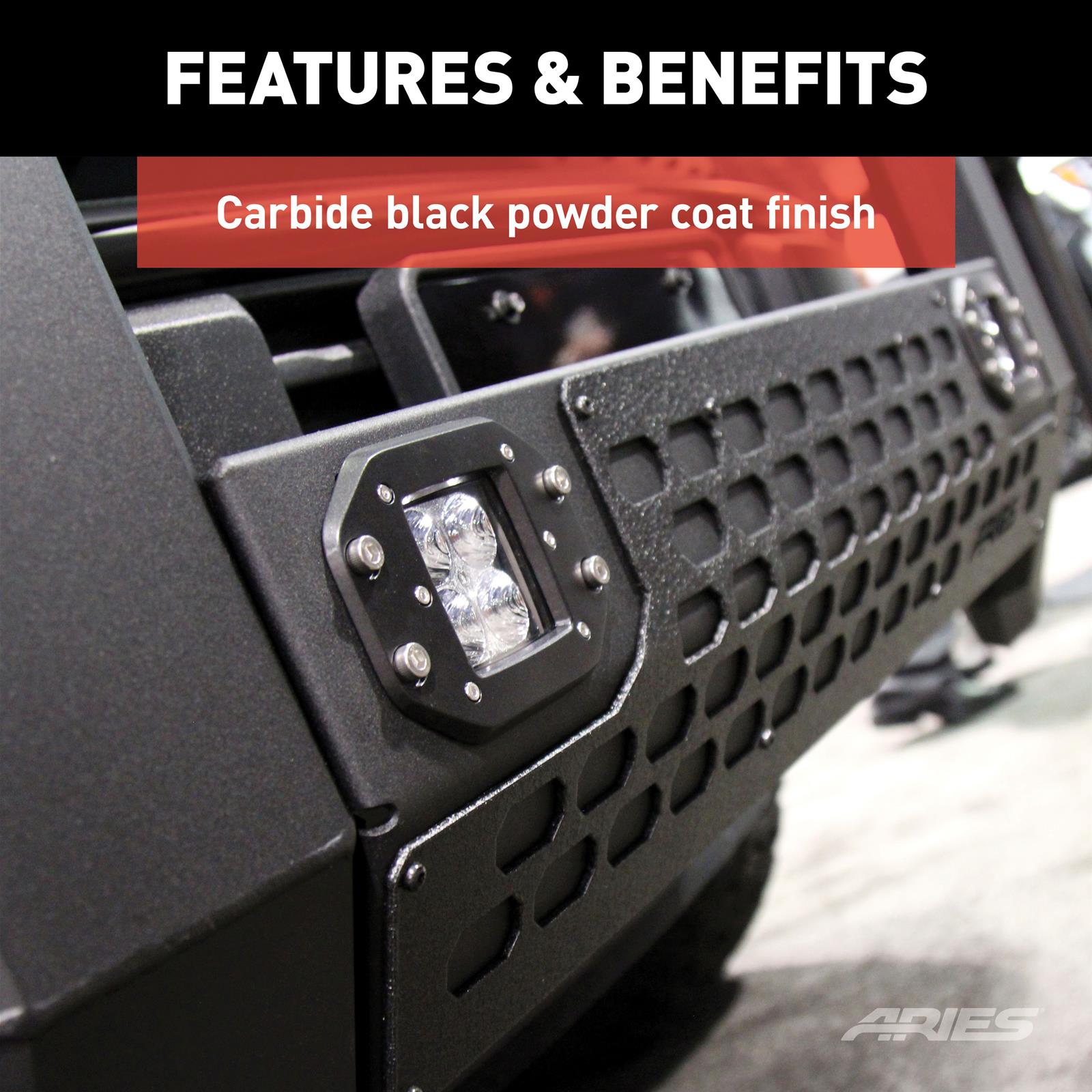 Aries Automotive AdvantEDGE 5.5 in. Bull Bars 2164103 Grille Guards, Bar, Black, Chevy, GMC, W/Led, Each thumbnail 6