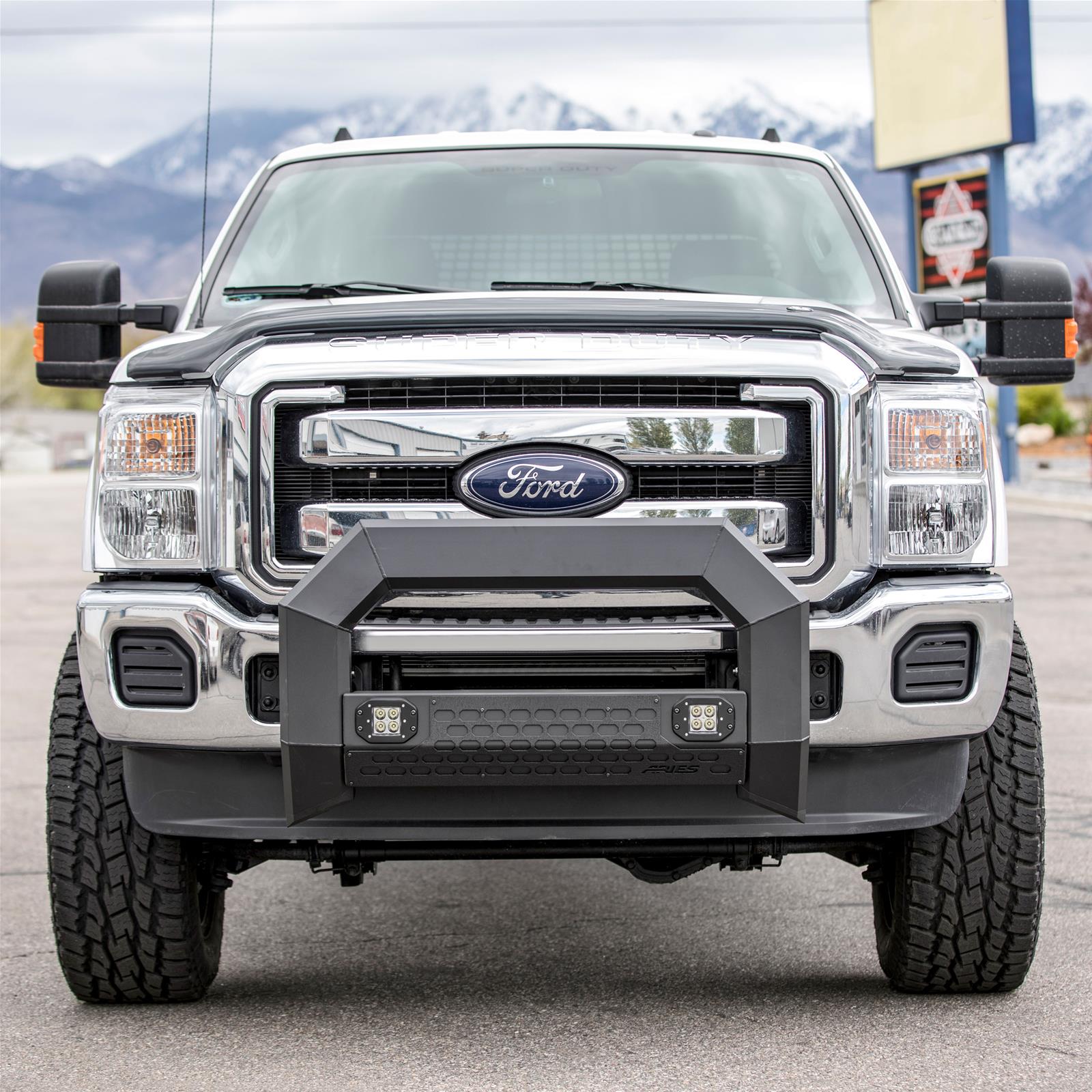 Aries Automotive AdvantEDGE 5.5 in. Bull Bars 2164103 Grille Guards, Bar, Black, Chevy, GMC, W/Led, Each thumbnail 2