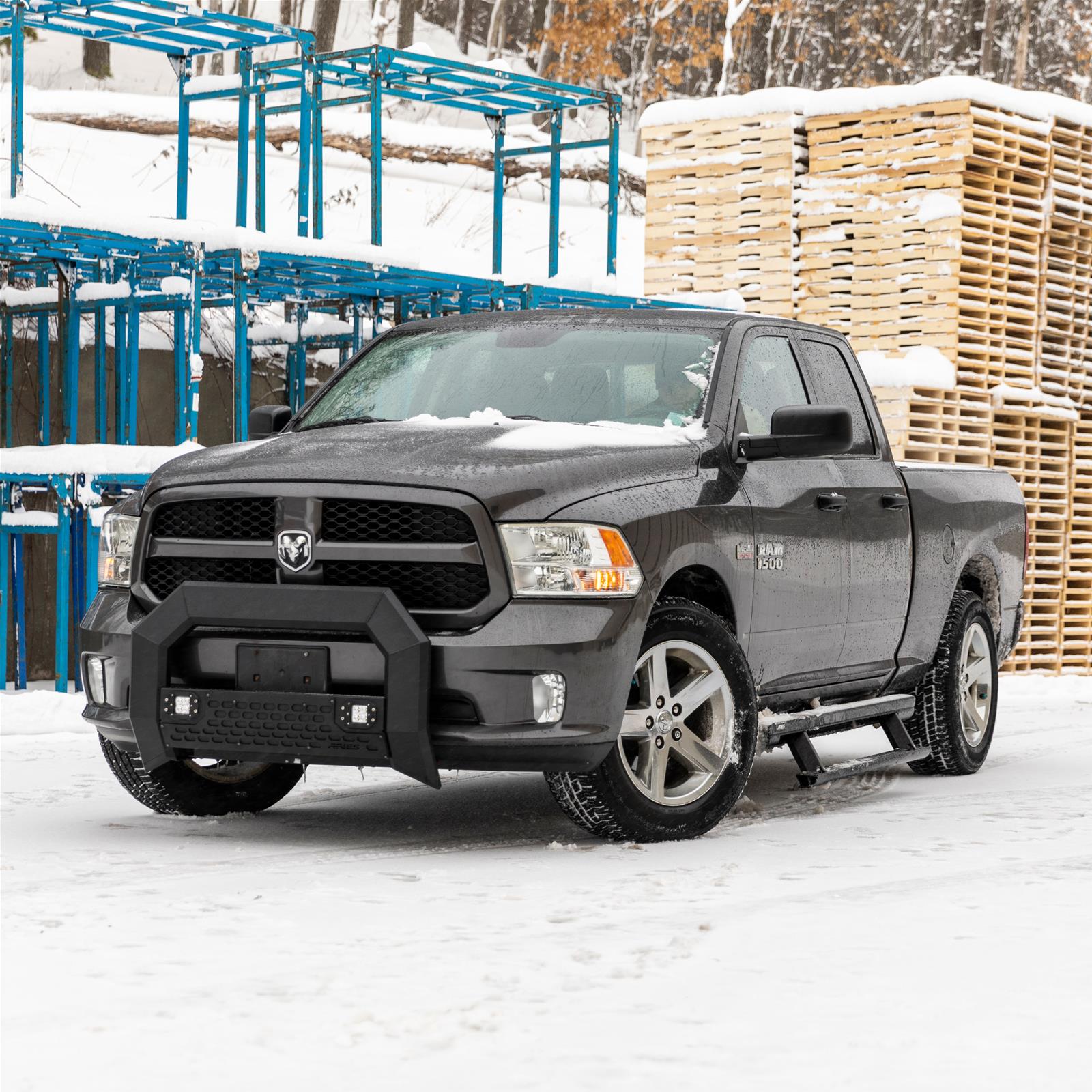 ARIES Automotive - Light Mounting Bars for 2011-2018 1500, 2019-2024 1500 CLASSIC, 2009-2010 RAM 2165100 Bull Bar, Advantedge, Black W/LED'S, 09-17 thumbnail 2