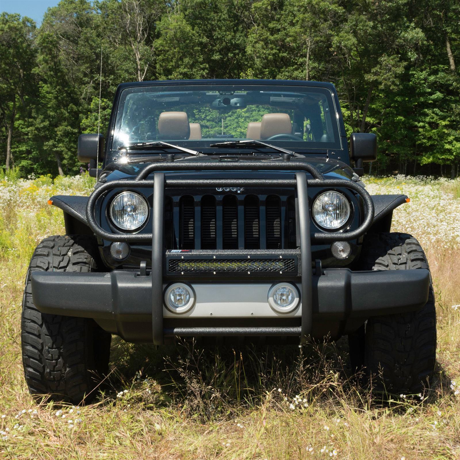 Aries Automotive Pro Series Grille Guards for 2007-2017 WRANGLER, 2018 WRANGLER JK - 2170000 Guards, Series, Steel, Black Textured Powdercoat, LED Light Bar, Jeep, Each thumbnail 2
