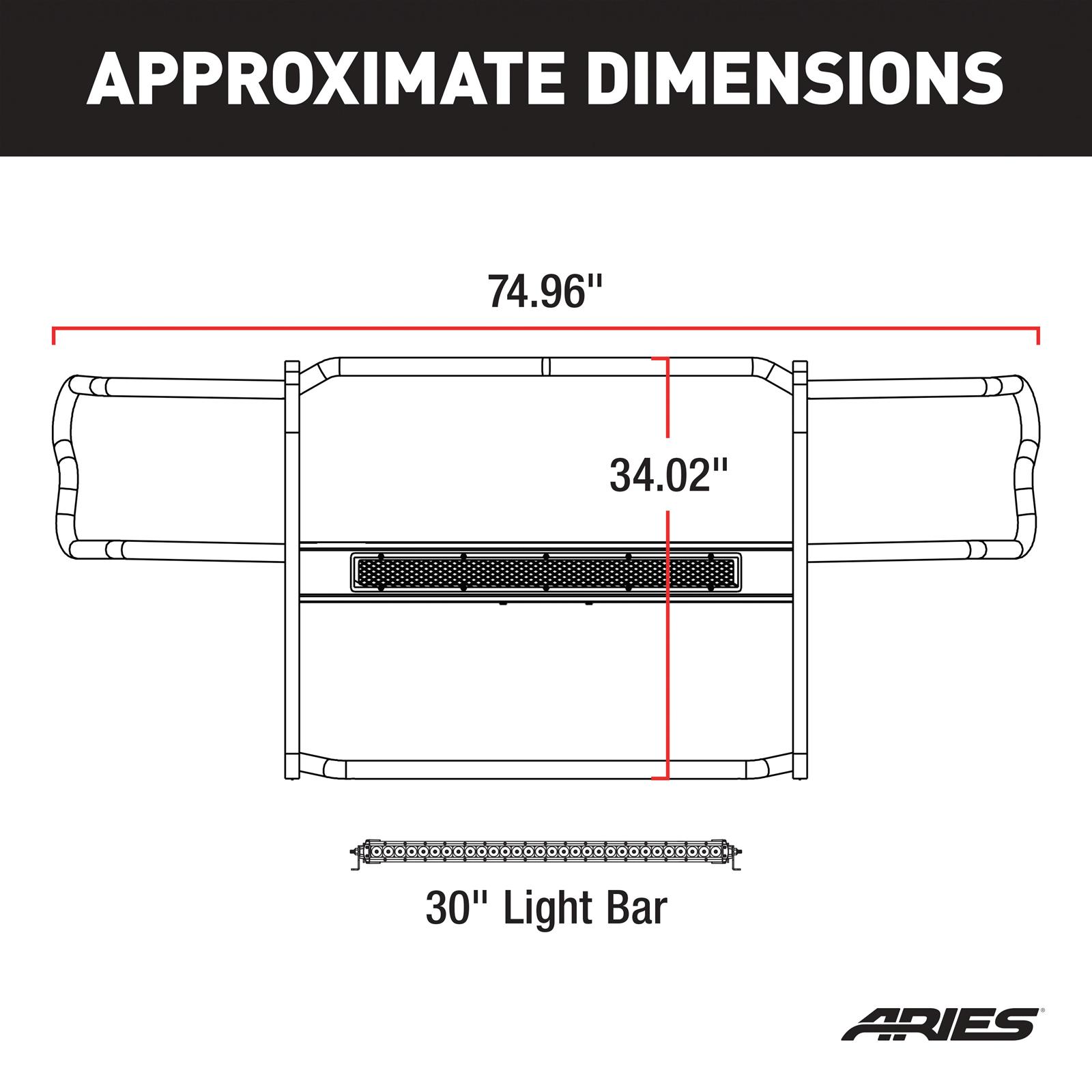 Aries Automotive Pro Series Grille Guards for 2016-2023 TACOMA - 2170006 Guards, Series, Steel, Black Textured Powdercoat, LED Light Bar, Toyota, Each thumbnail 8