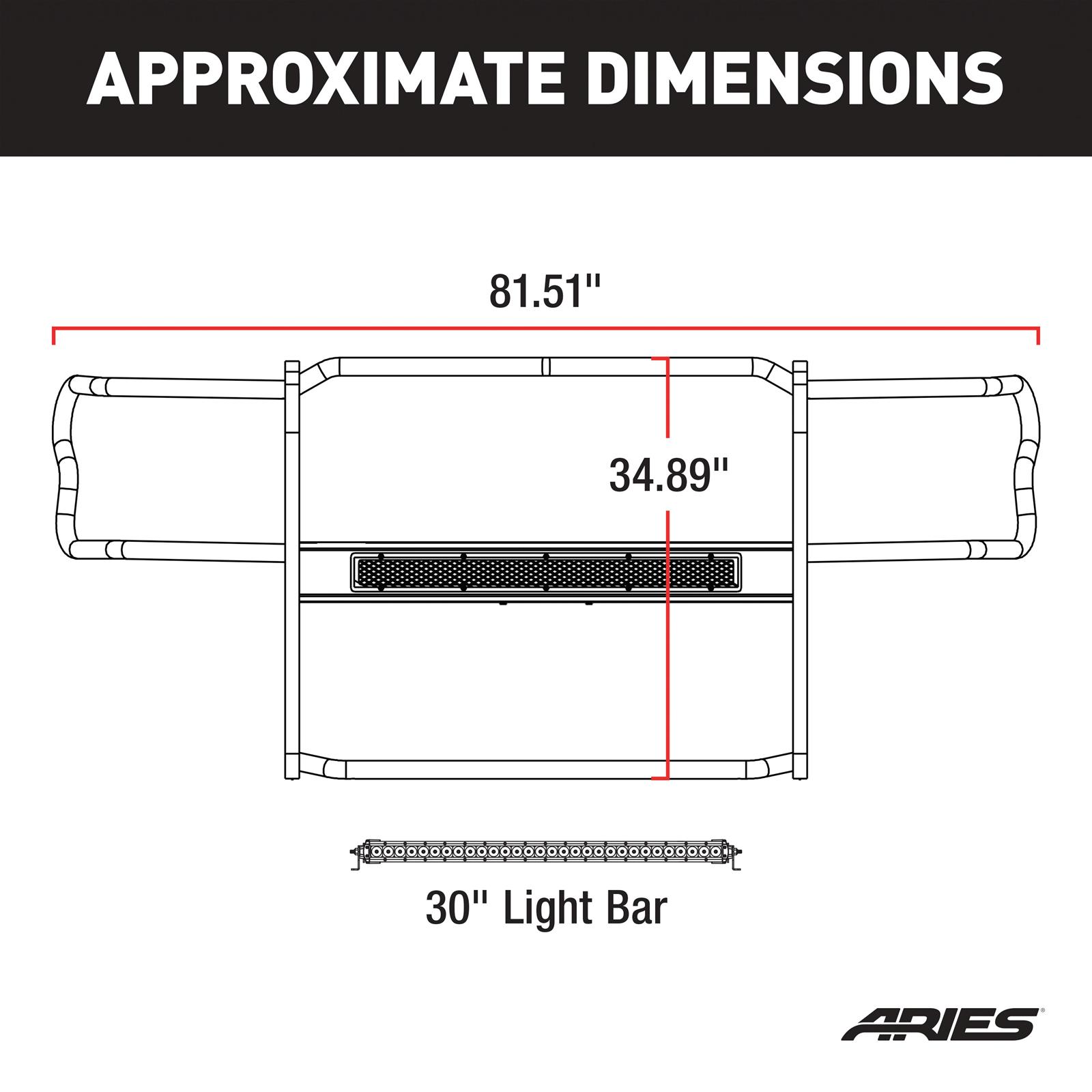 Aries Automotive Pro Series Grille Guards for 2015-2020 F-150 - 2170012 Guards, Series, Steel, Black Textured Powdercoat, LED Light Bar, Ford, Each thumbnail 5