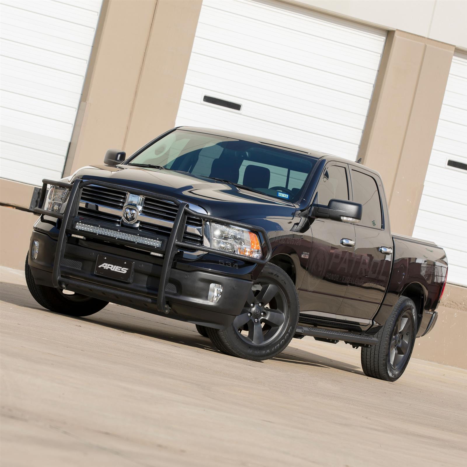 Aries Automotive Pro Series Grille Guards for 2011-2018 1500, 2019-2024 1500 CLASSIC, 2009-2010 RAM - 2170028 Guards, Series, Steel, Black Textured Powdercoat, LED Light Bar, Ram, Each