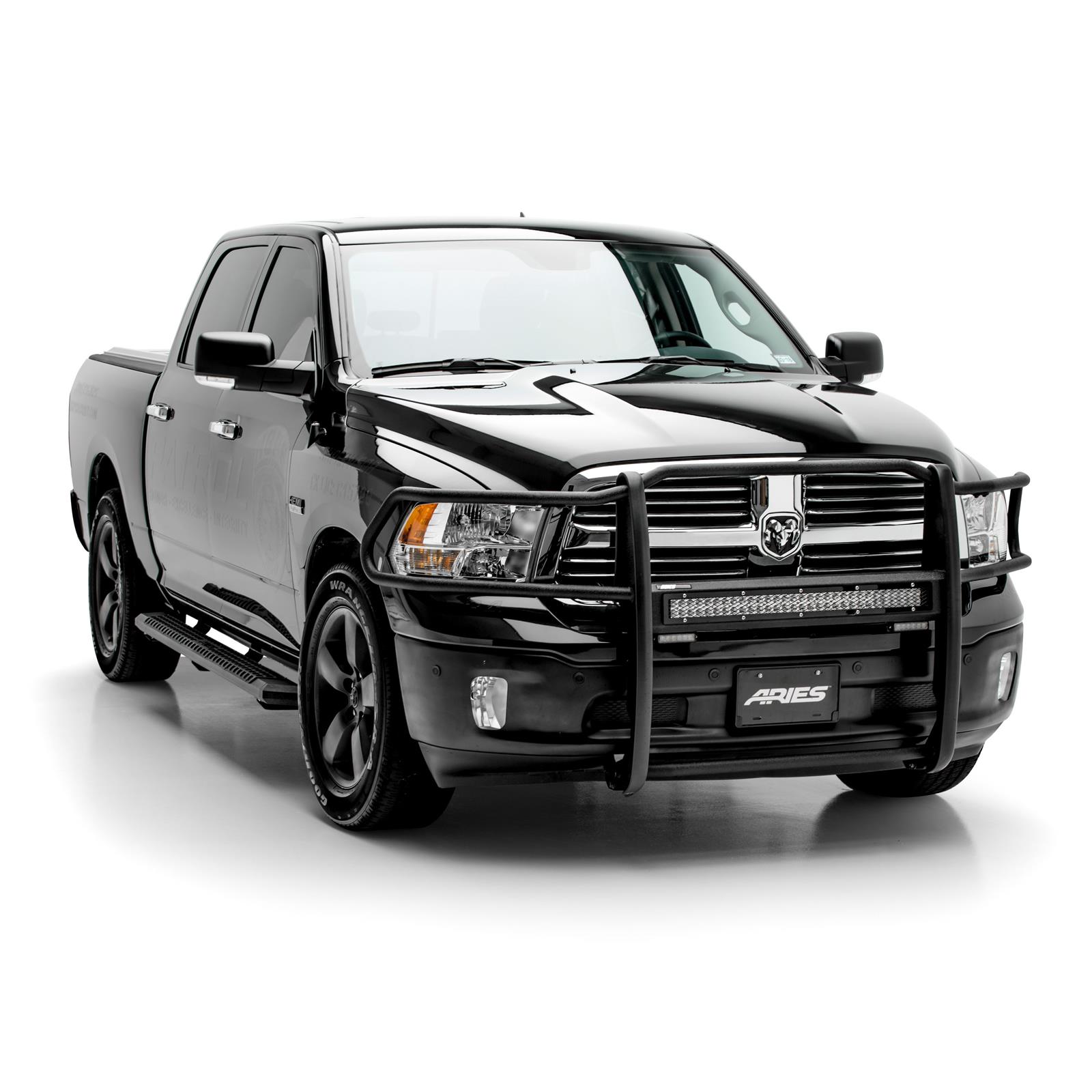 Aries Automotive Pro Series Grille Guards for 2011-2018 1500, 2019-2024 1500 CLASSIC, 2009-2010 RAM - 2170028 Guards, Series, Steel, Black Textured Powdercoat, LED Light Bar, Ram, Each thumbnail 4