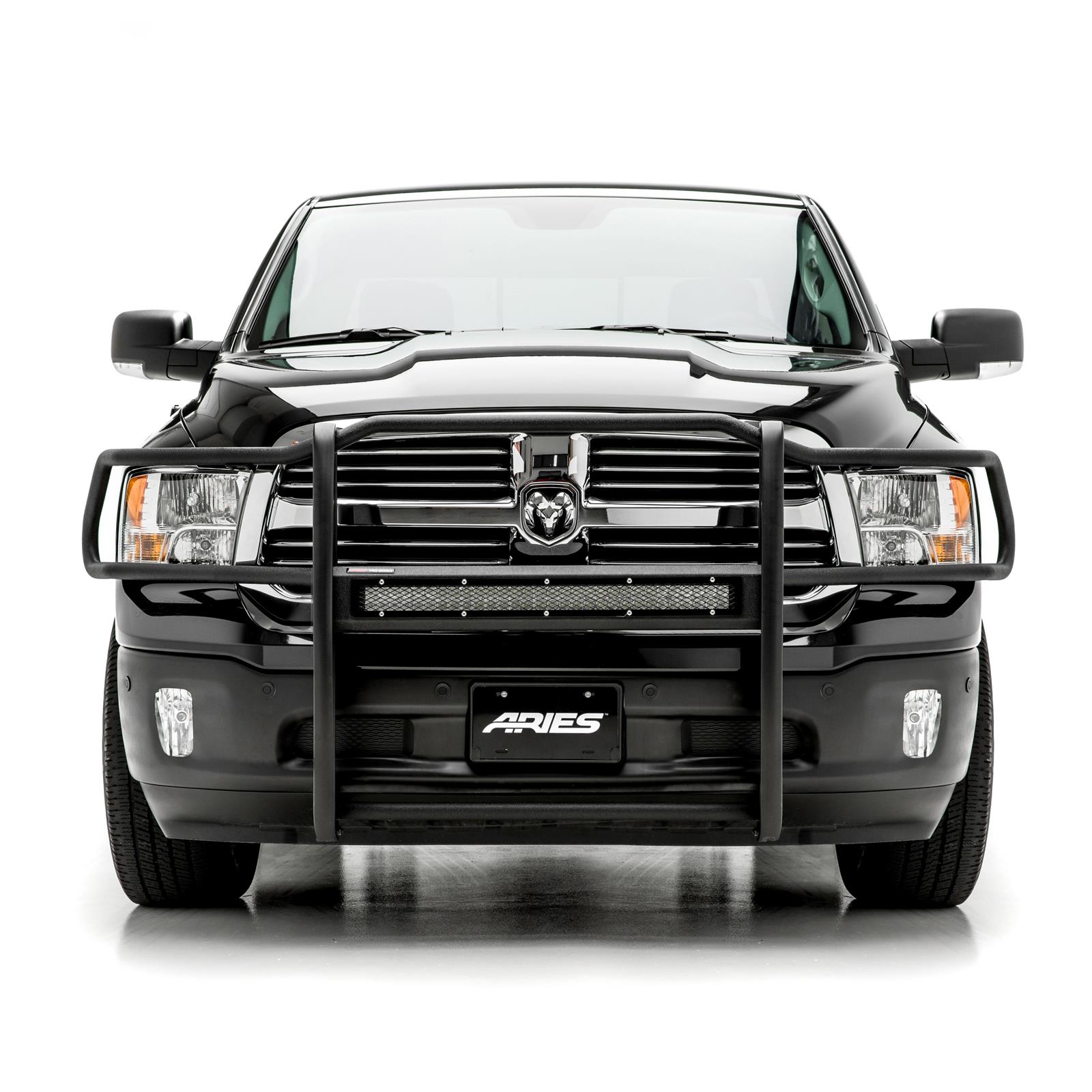 Aries Automotive Pro Series Grille Guards for 2011-2018 1500, 2019-2024 1500 CLASSIC, 2009-2010 RAM - 2170028 Guards, Series, Steel, Black Textured Powdercoat, LED Light Bar, Ram, Each thumbnail 2
