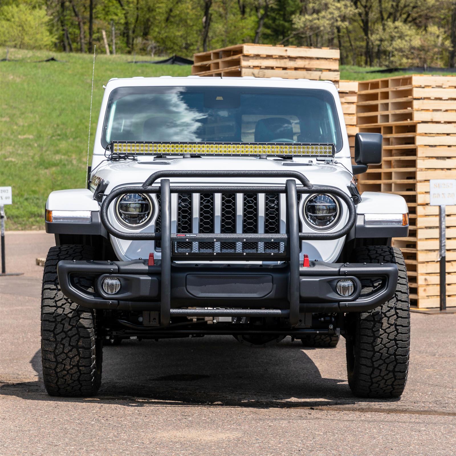 Aries Automotive Pro Series Grille Guards for 2020-2024 GLADIATOR, 2018-2024 WRANGLER - 2170032 Guards, Series, Steel, Black Textured Powdercoat, LED Light Bar, Jeep, Each thumbnail 2