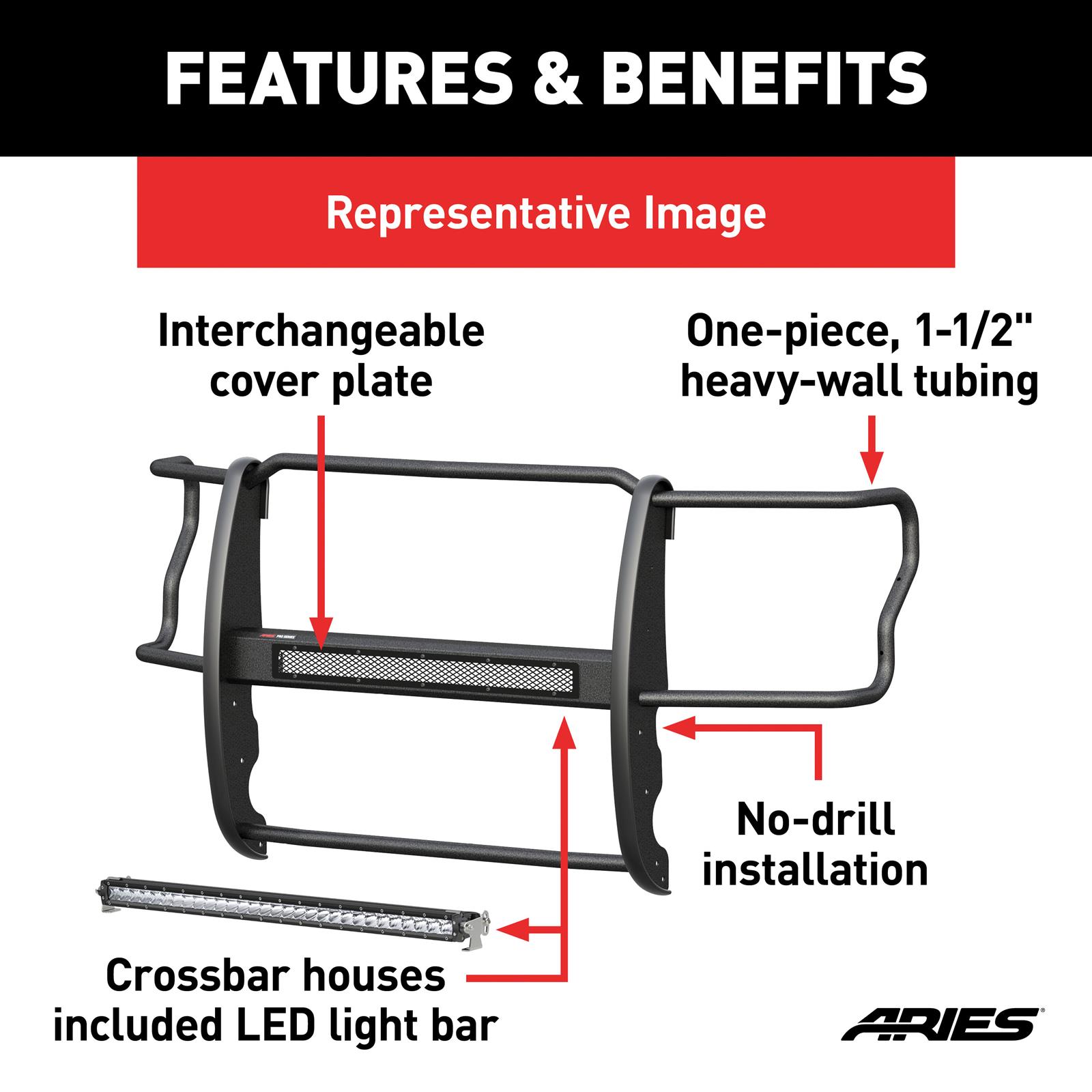 ARIES Automotive - Grille Guards for 2019-2023 RANGER 2170037 Guards, Pro Series 2019-2021 Ford Ranger All thumbnail 7