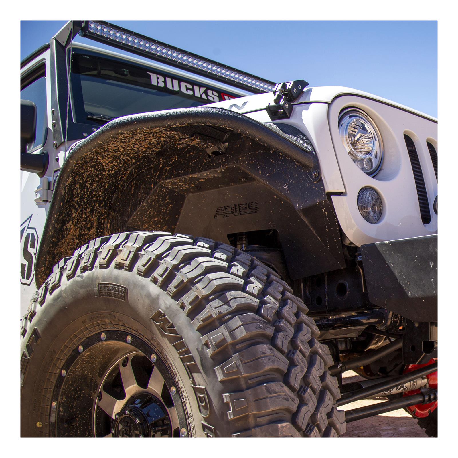 Aries Automotive Jeep Inner Fender Liners for 2018-2024 WRANGLER - 2500650 Wheel Housing, Aluminum, Black Powdercoated, Front, Rear, Jeep, Set of 4 thumbnail 4