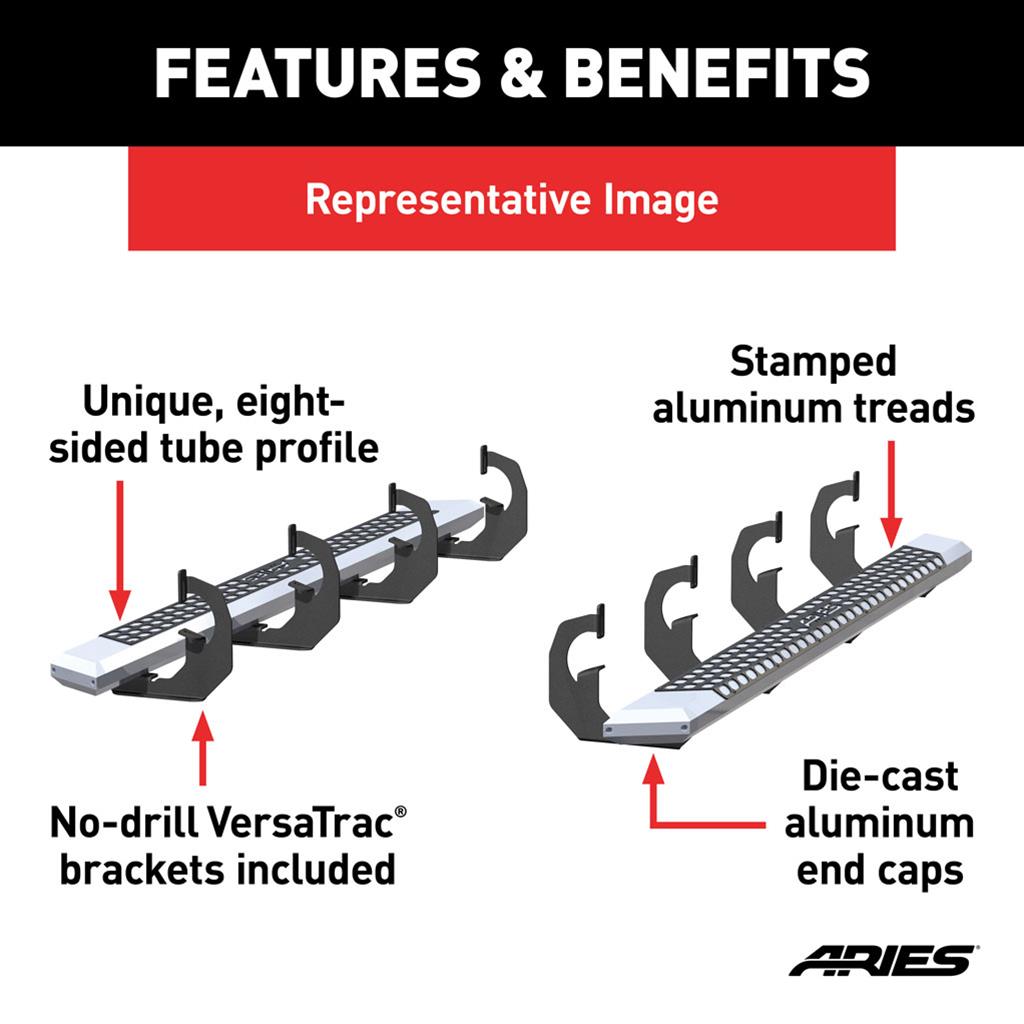 Aries Automotive AdvantEDGE 5.5 in. Side Bars for 2011-2024 DURANGO - 2555053 Step Bars, Aluminum, Chrome, Powdercoated, 5.500 Diameter, 75.00 Length, Dodge, Pair thumbnail 5