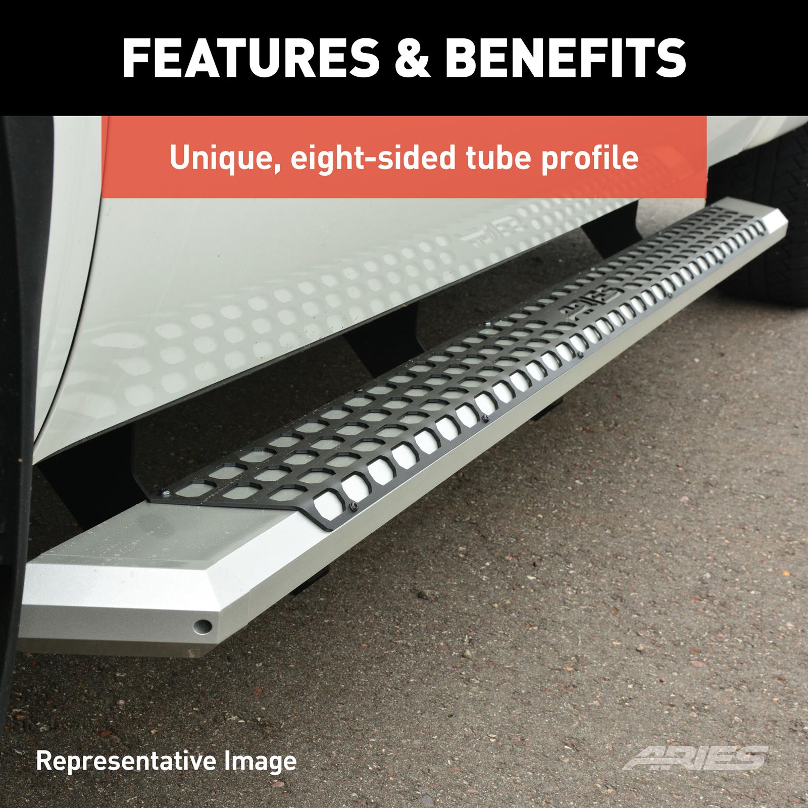Aries Automotive AdvantEDGE 5.5 in. Side Bars for 2020-2024 EXPLORER - 2555054 Nerf and Step Bars, Bars, Aluminum, Chrome Powdercoated, 75.00 Length, Ford, Pair