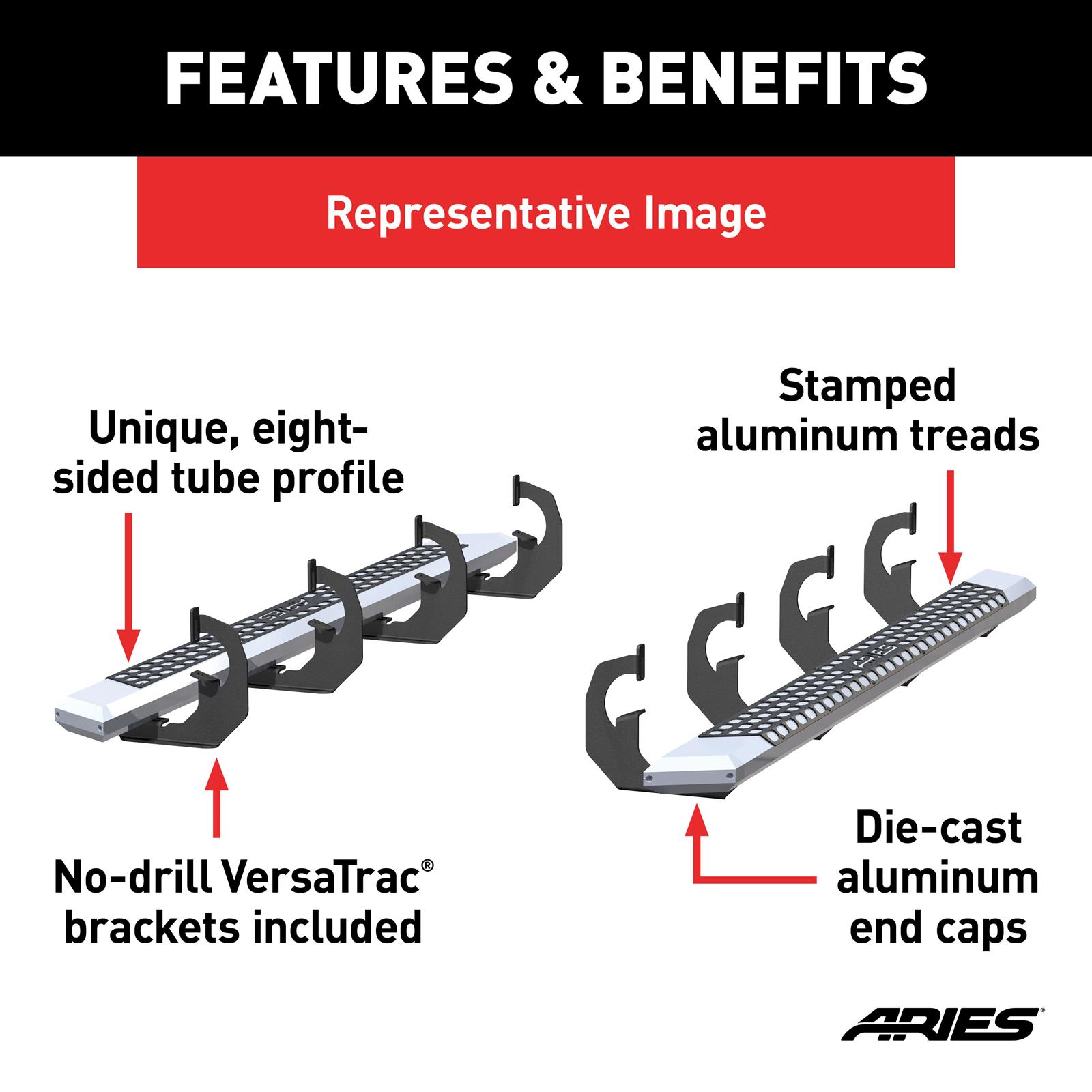 Aries Automotive AdvantEDGE 5.5 in. Side Bars for 2020-2024 EXPLORER - 2555054 Nerf and Step Bars, Bars, Aluminum, Chrome Powdercoated, 75.00 Length, Ford, Pair thumbnail 5