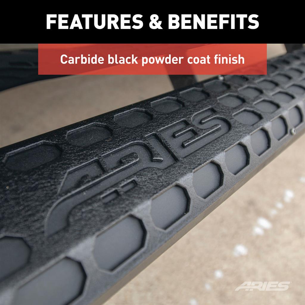 Aries Automotive AdvantEDGE 5.5 in. Side Bars for 2011-2025 DURANGO - 2556053 Step Bars, Aluminum, Black Powdercoated, Gloss, 5.500 Diameter, 75.00 Length, Dodge, Pair thumbnail 3