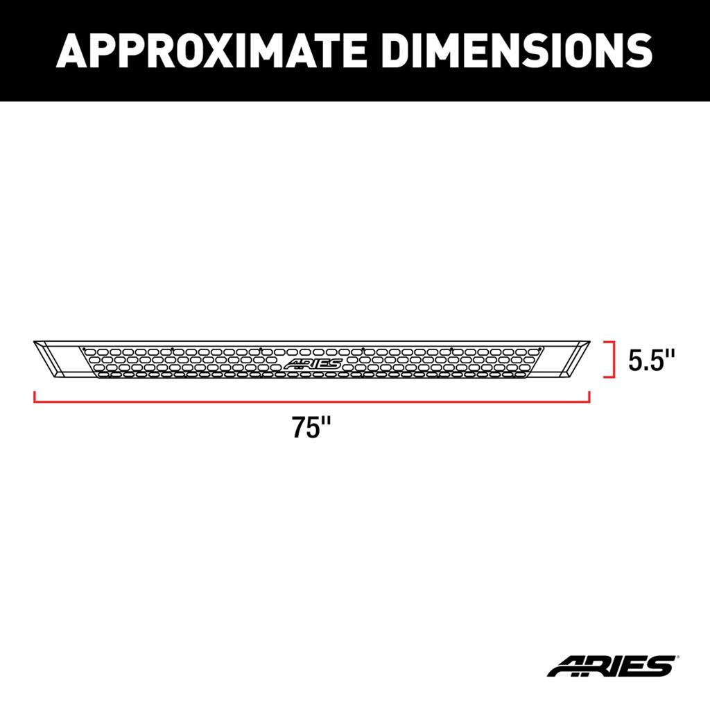 Aries Automotive AdvantEDGE 5.5 in. Side Bars for 2011-2025 DURANGO - 2556053 Step Bars, Aluminum, Black Powdercoated, Gloss, 5.500 Diameter, 75.00 Length, Dodge, Pair thumbnail 7