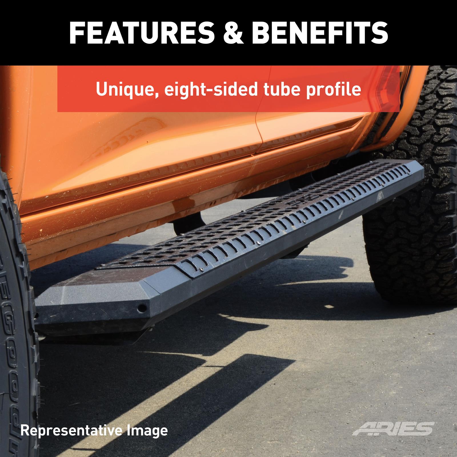 Aries Automotive AdvantEDGE 5.5 in. Side Bars for 2020-2025 EXPLORER - 2556054 Step Bars, Ford, Black, 2055128 & 2055975, Pair