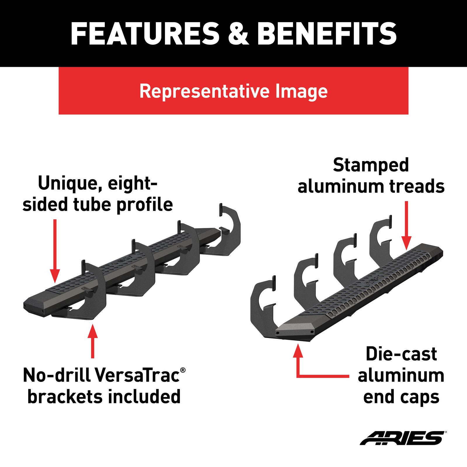 Aries Automotive AdvantEDGE 5.5 in. Side Bars for 2020-2025 EXPLORER - 2556054 Step Bars, Ford, Black, 2055128 & 2055975, Pair thumbnail 4