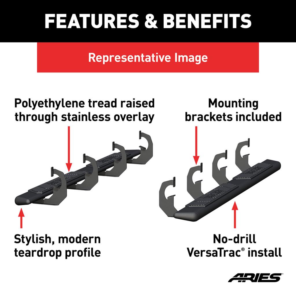 ARIES Automotive Running Boards, Nerf Bars and Rock Sliders 2558053 AscentSteps 2011-2019 Dodge Durango ALL thumbnail 4