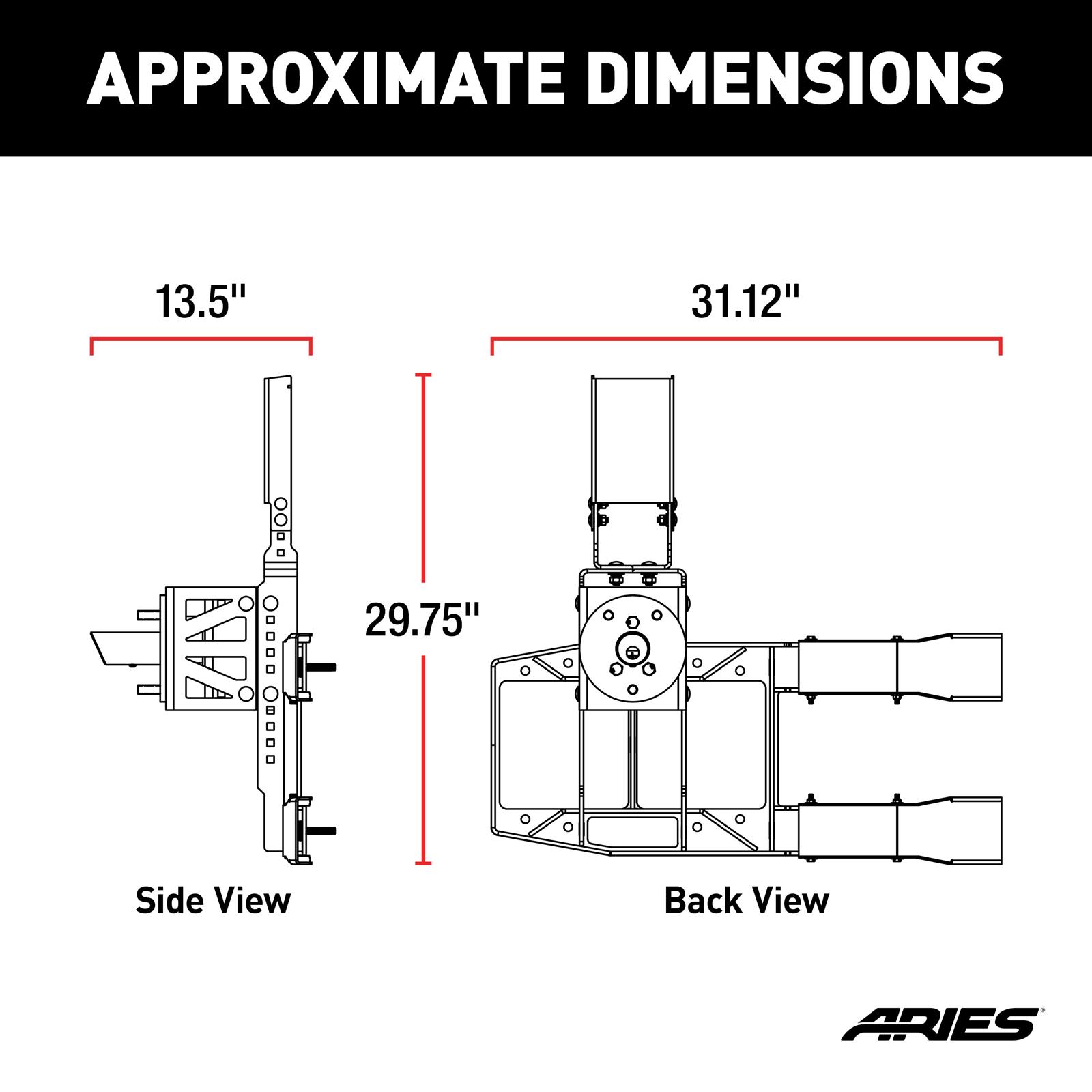 ARIES Automotive Spare Tire Carriers 2563001 HD Carrier 2018-2019 Jeep Wrangler JL thumbnail 2