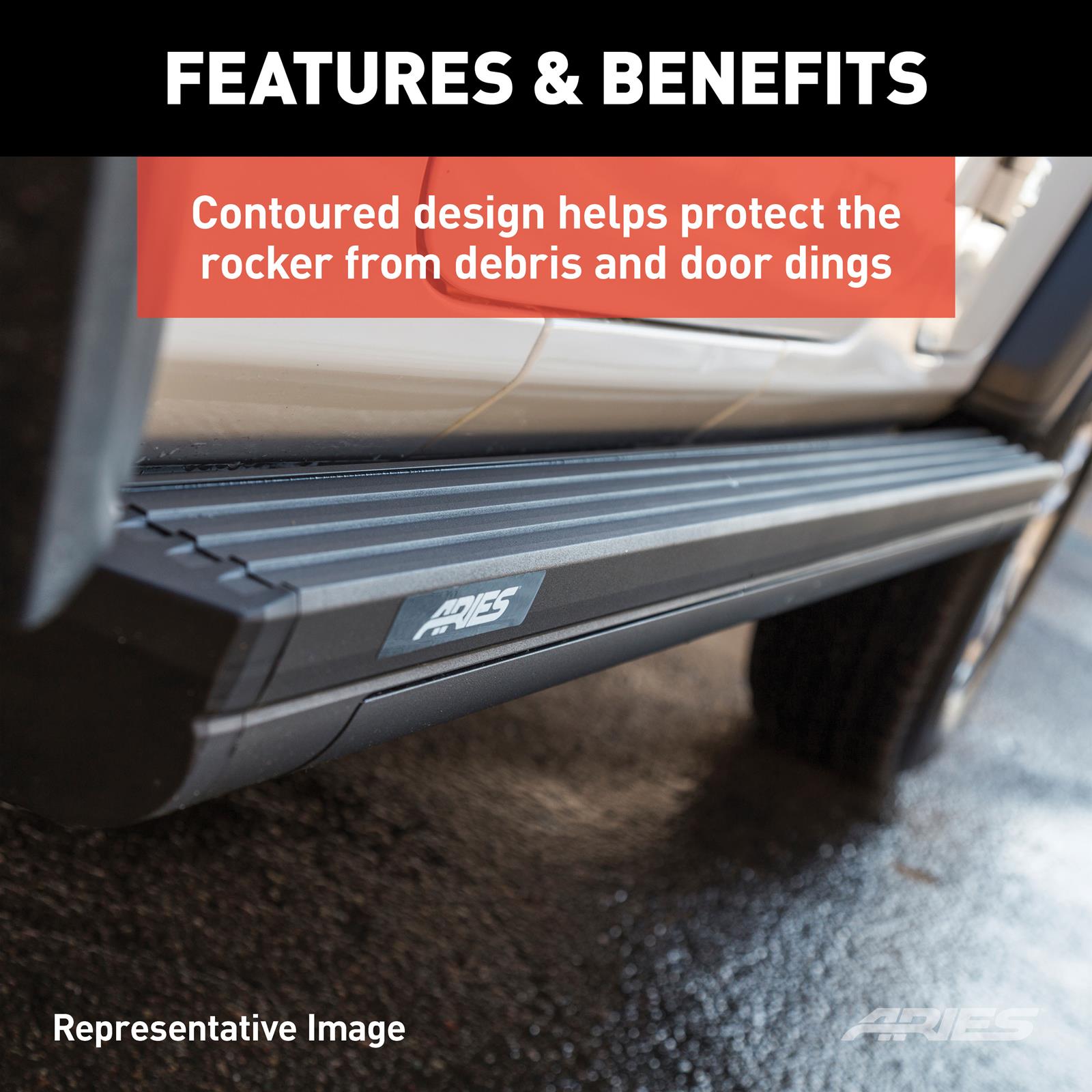 Aries Automotive ActionTrac Powered Running Boards for 2021-2024 BRONCO - 3034472 Boards, Power, Aluminum, Black Powdercoated, Ford, 2-Door, Pair thumbnail 6