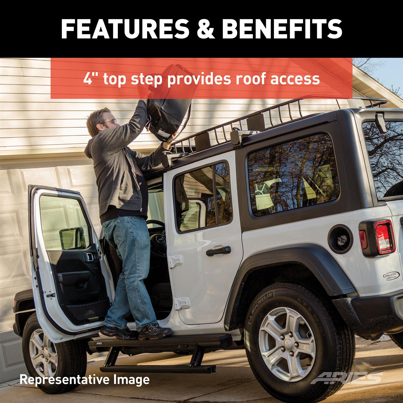 Aries Automotive ActionTrac Powered Running Boards for 2021-2024 BRONCO - 3034472 Boards, Power, Aluminum, Black Powdercoated, Ford, 2-Door, Pair
