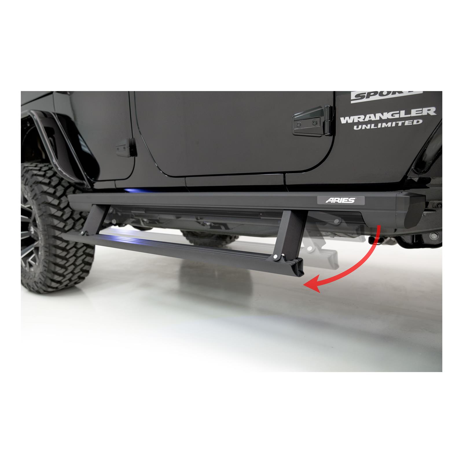 Aries Automotive ActionTrac Powered Running Boards 3036571 Power Boards, ActionTrac, Aluminum, Black Powdercoated, Jeep, Kit thumbnail 8