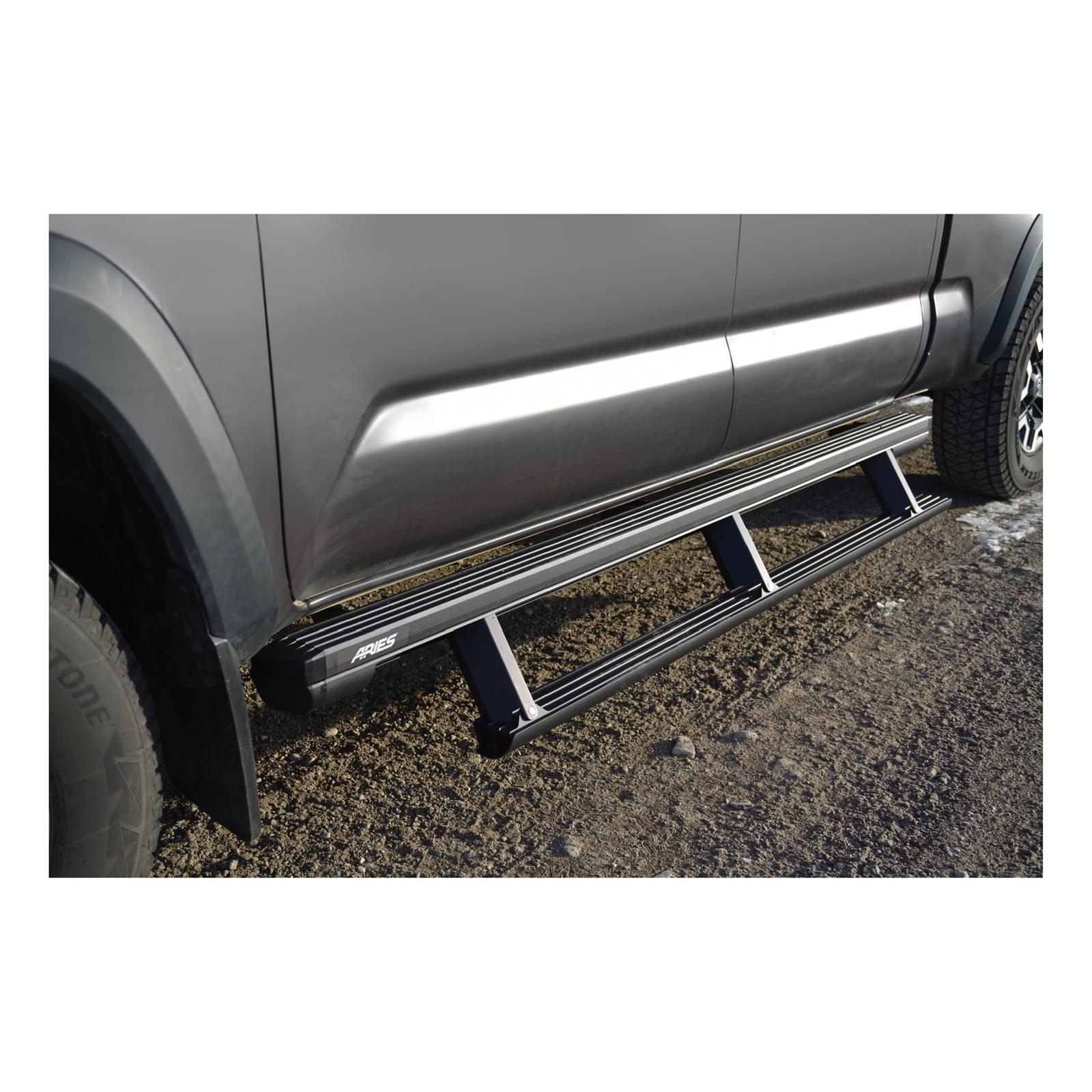 Aries Automotive ActionTrac Powered Running Boards for 2005-2023 TACOMA - 3047953 Power Boards, ActionTrac, Aluminum, Black Powdercoated, Toyota, Crew Cab, Kit