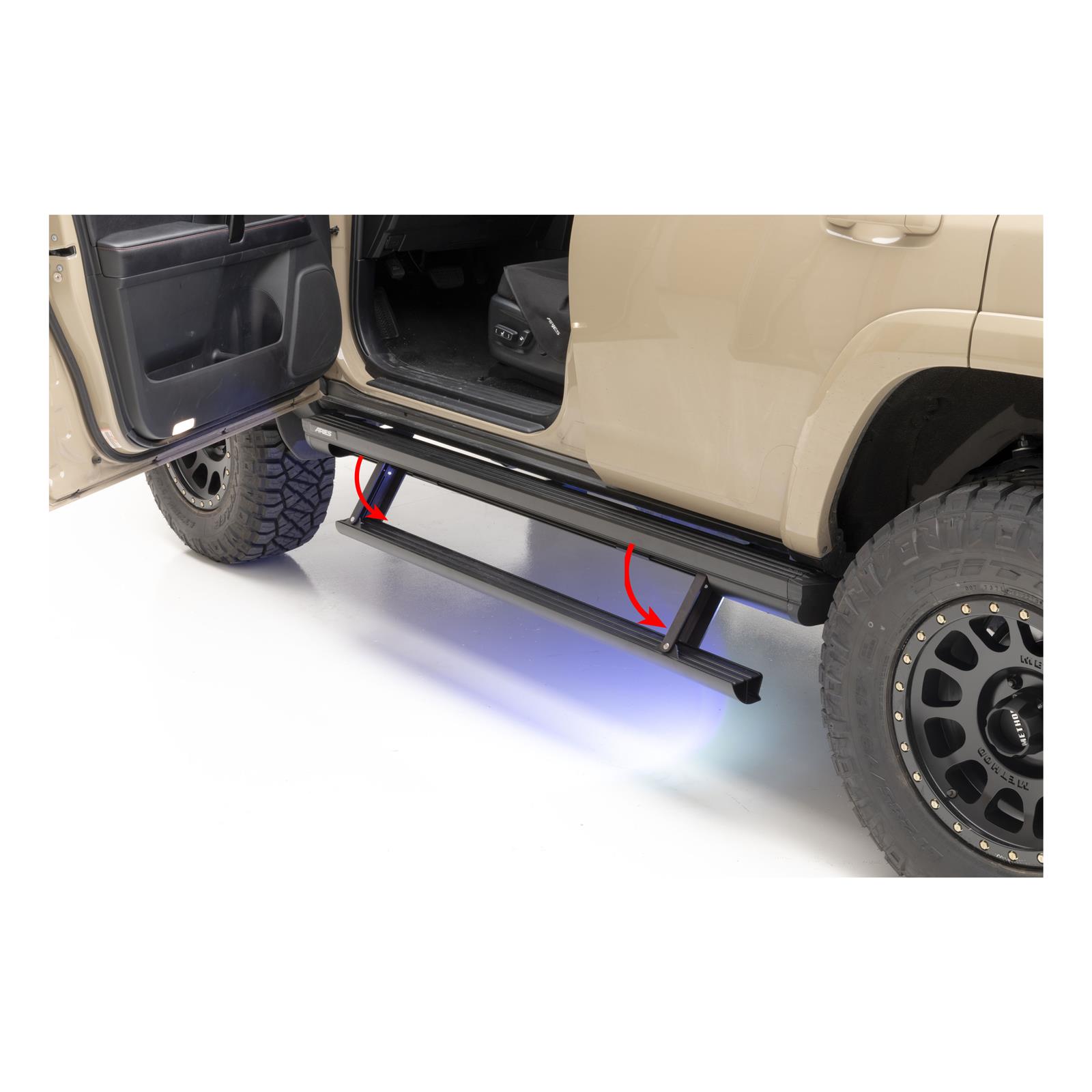 Aries Automotive ActionTrac Powered Running Boards 3047954 Boards, Aluminum, Black Powdercoated, Full Length, 69.600 in. Length, Toyota, Pair thumbnail 6