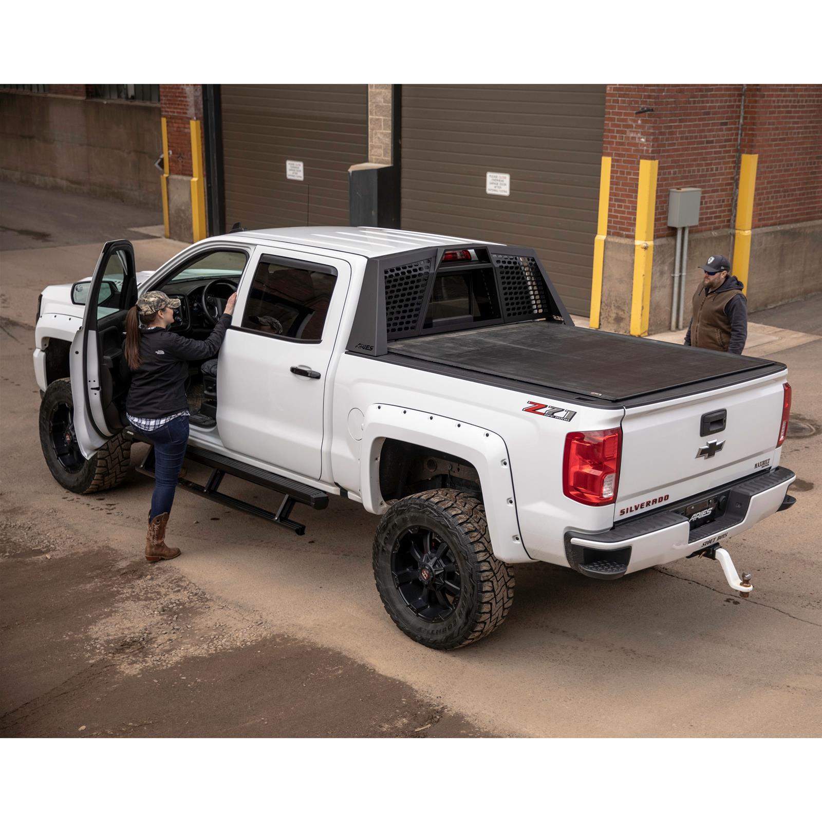 Aries Automotive ActionTrac Powered Running Boards 3048315 Boards, Aluminum, Black Powdercoated, Cab, 87.600 in. Length, Chevrolet, GMC, Pair thumbnail 2