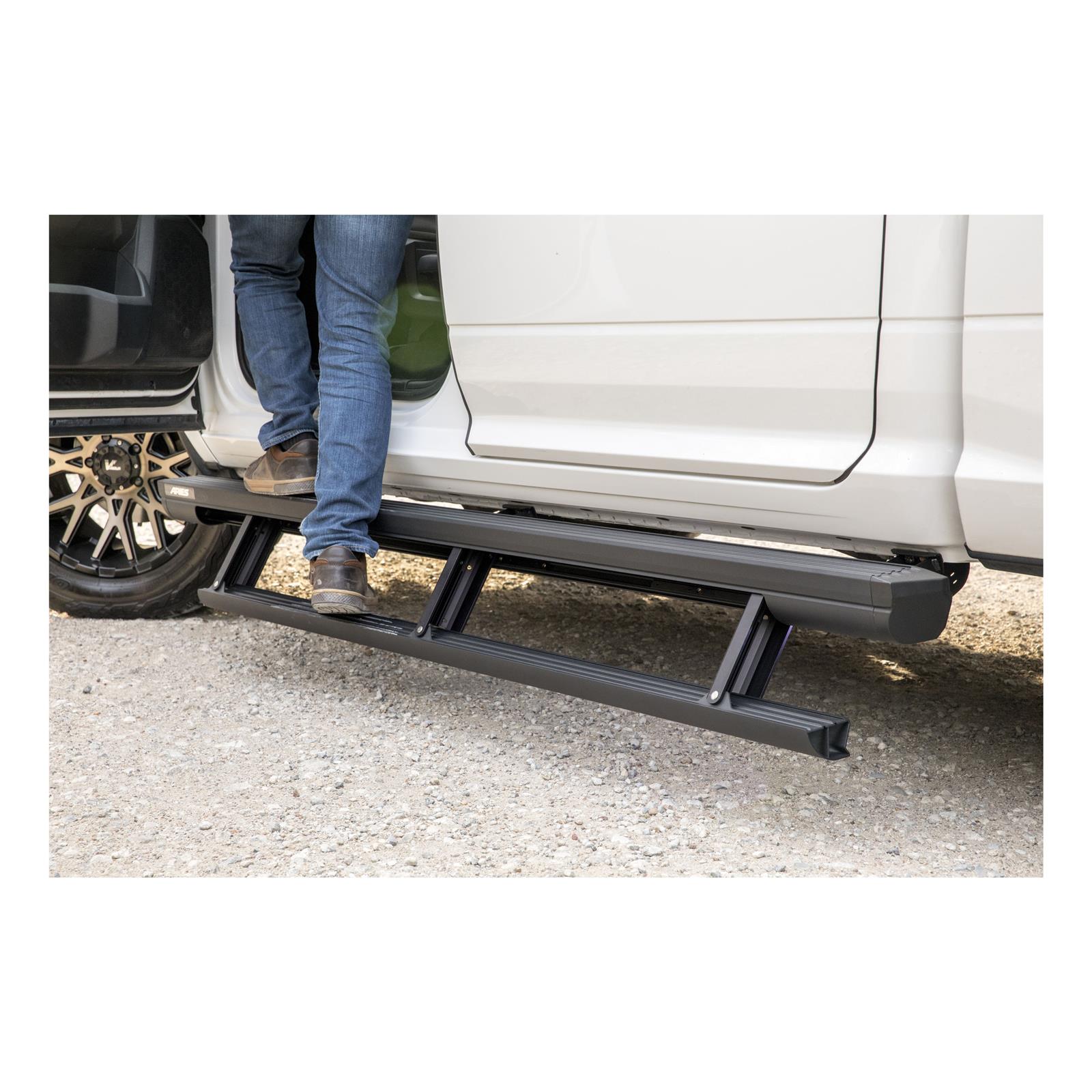 Aries Automotive ActionTrac Powered Running Boards 3048321 Power Boards, ActionTrac, Aluminum, Black Powdercoated, Ford, Crew Cab, Kit thumbnail 3