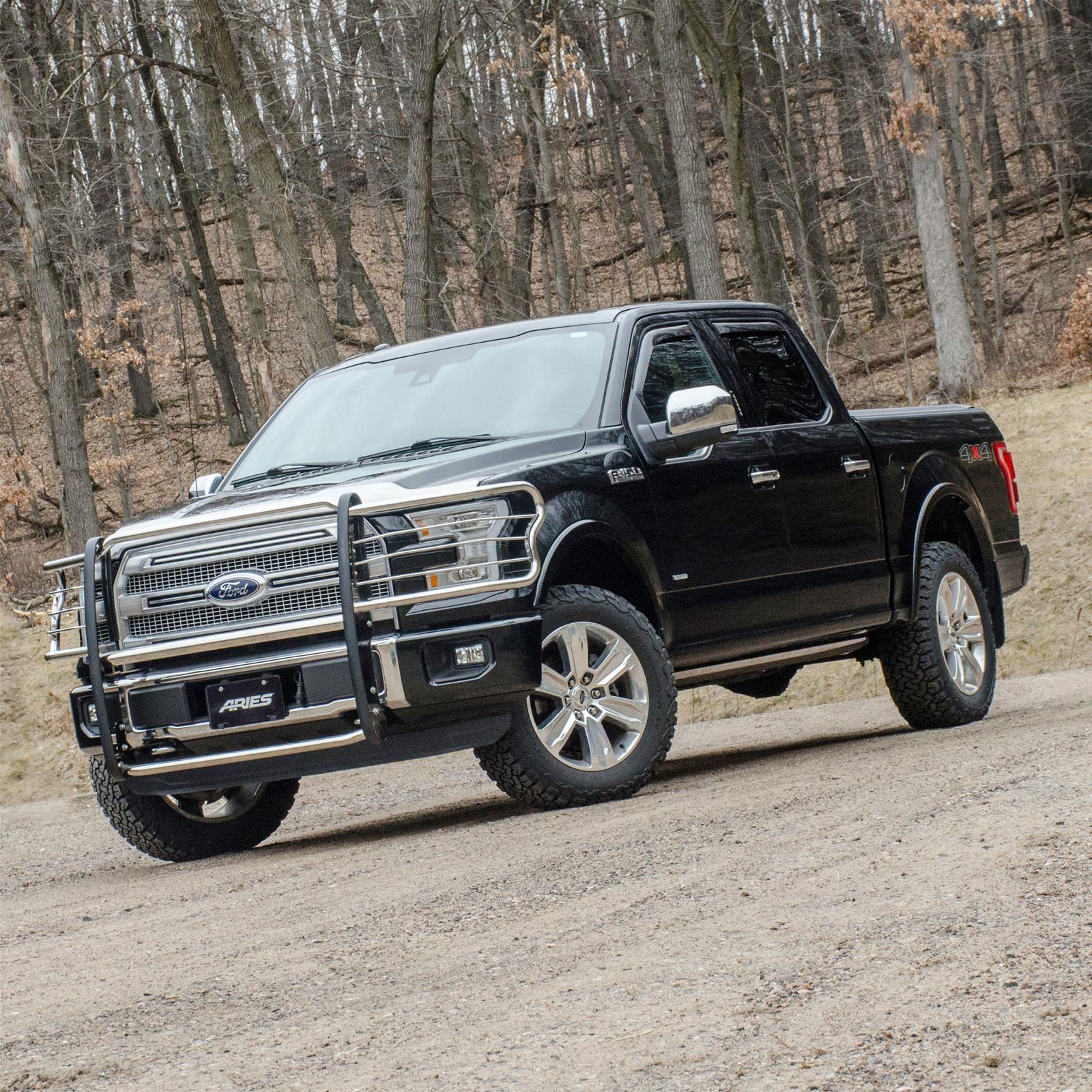 Aries Automotive Grille Guards for 2015-2020 F-150 - 3066-2 Guard, Brush Guard, Stainless Steel, Polished, Ford, Each