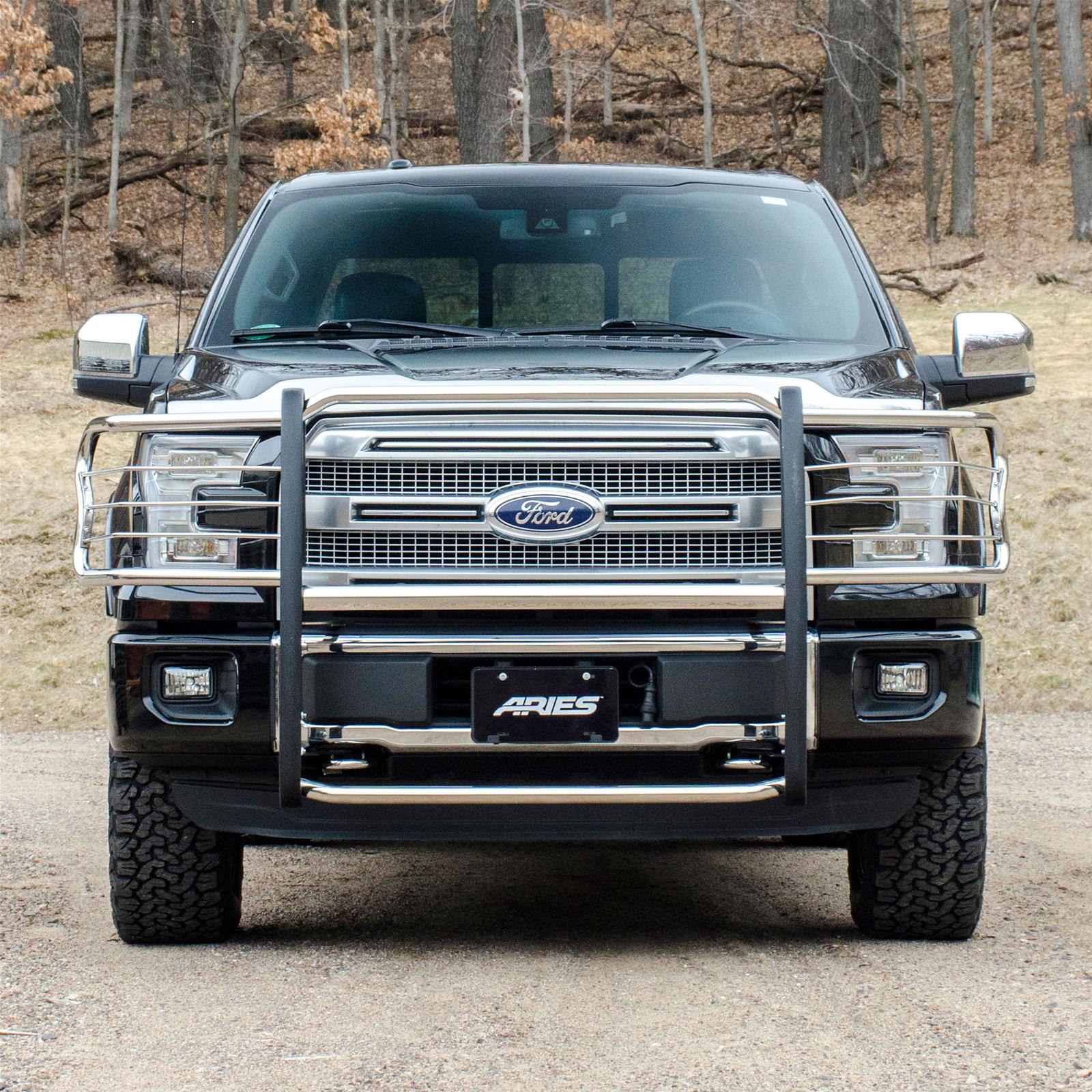 Aries Automotive Grille Guards for 2015-2020 F-150 - 3066-2 Guard, Brush Guard, Stainless Steel, Polished, Ford, Each thumbnail 2