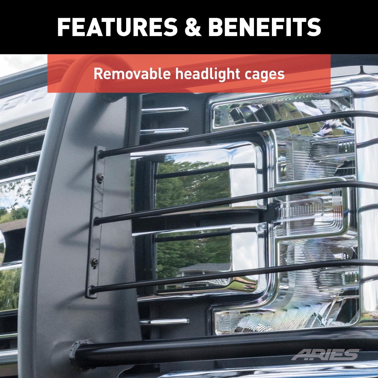 Aries Automotive Grille Guards for 2019-2023 RANGER - 3069 Guards, Bull Bar, Black, Ford, W/Led, Each