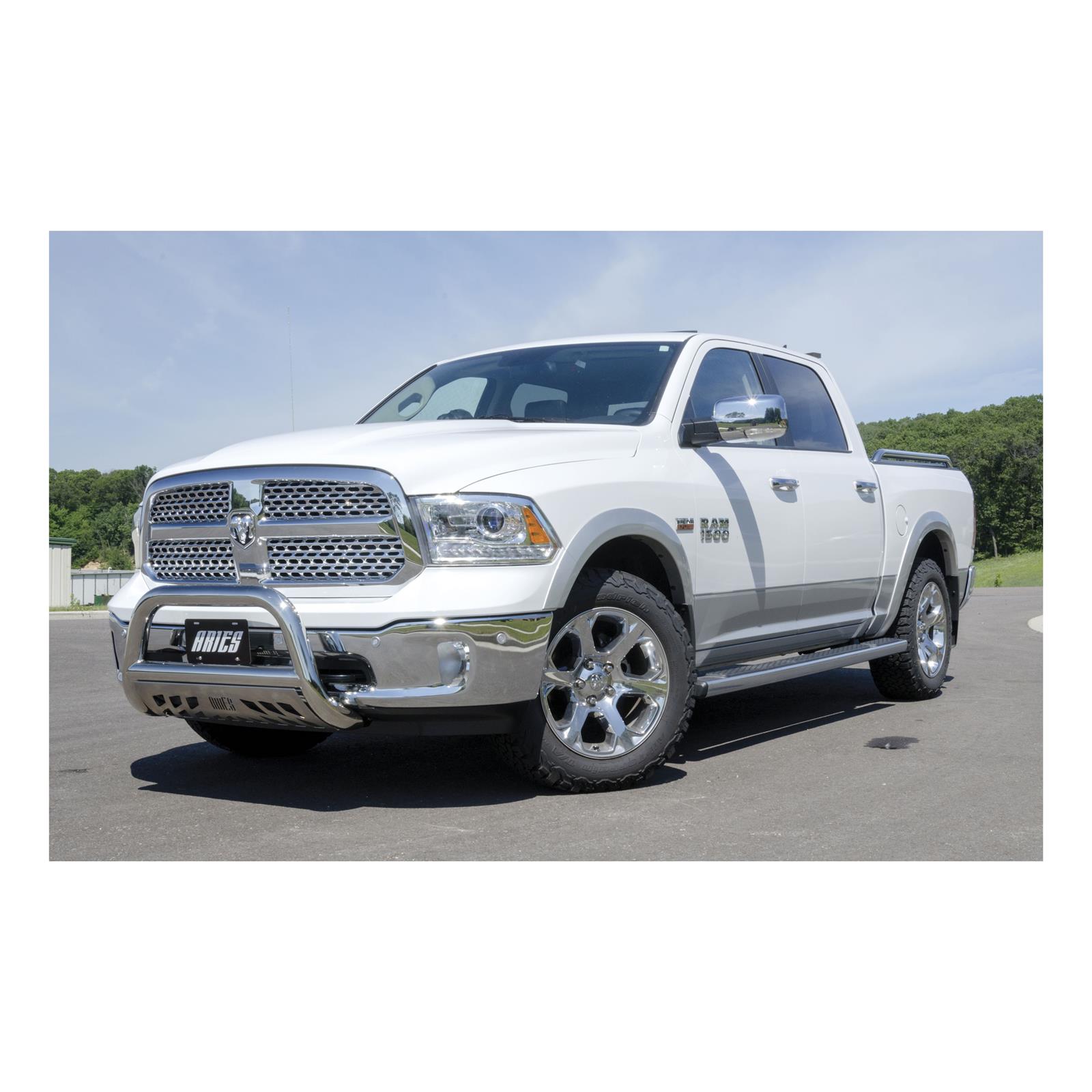 Aries Automotive 3 in. Bull Bars for 2011-2018 1500, 2019-2024 1500 CLASSIC, 2009-2010 RAM - 35-5005 Grille Guard, Bar, in., Stainless Steel, Polished, Dodge, Ram, Each thumbnail 2
