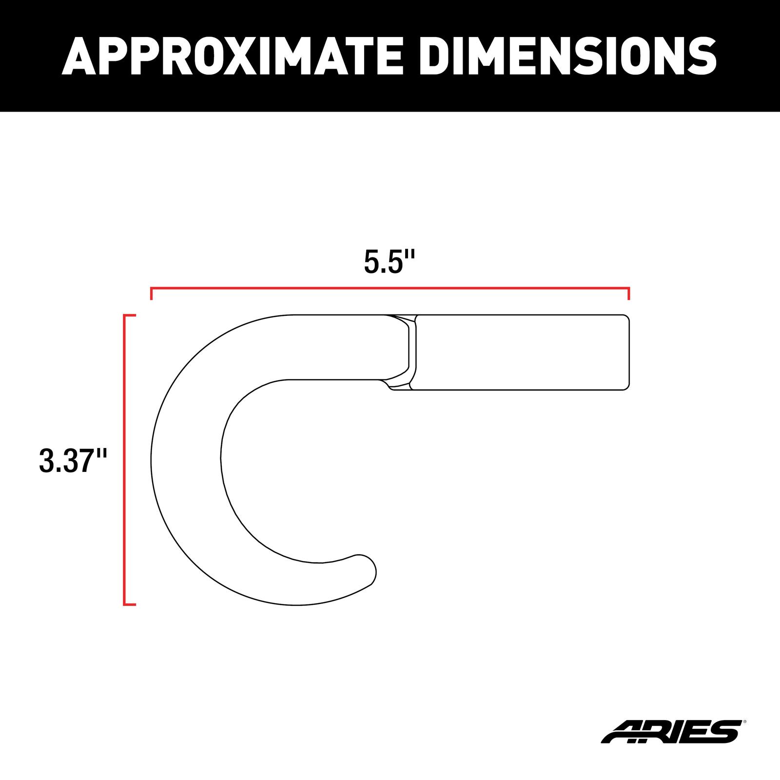 ARIES Automotive Tow Hooks and Covers 35-5TOW Bar For Bull Ba R35-5006, 2010-16 CREW CAB 2500/3500, 06-14 MEGA CAB thumbnail 3
